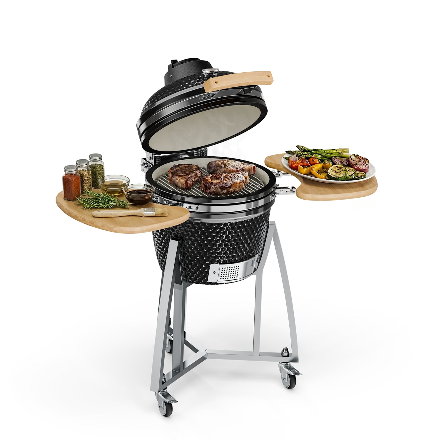 Queensize Barbecue Kamado grille cuisson inox - noir 