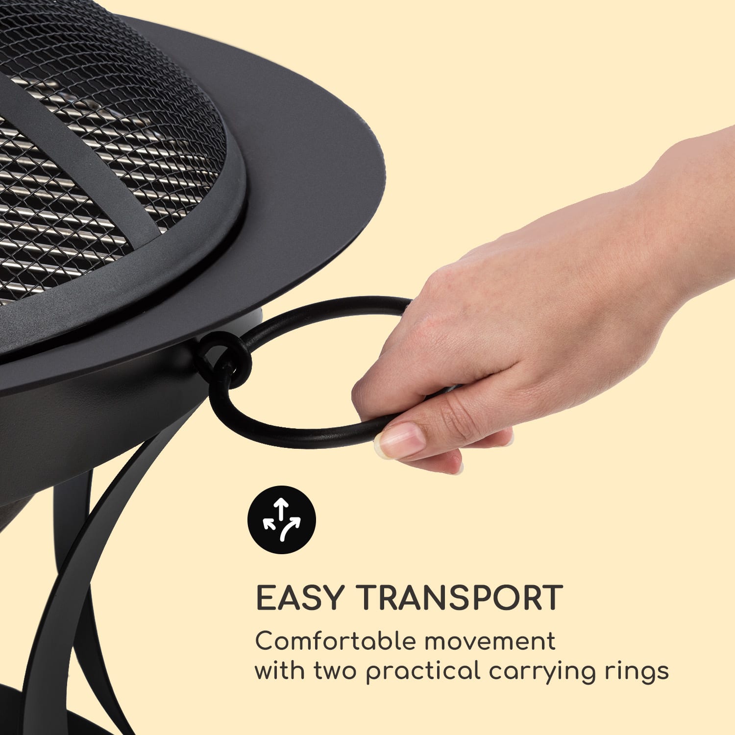 Pentos Braciere 2-in-1 Ø73cm Parascintille Ø60cm Griglia in Ghisa nero 