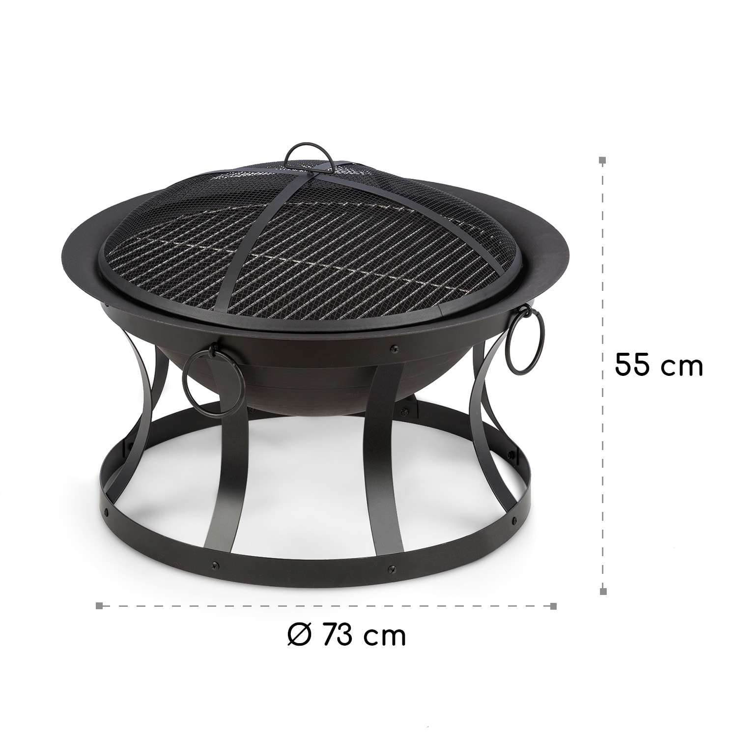 Pentos Braciere 2-in-1 Ø73cm Parascintille Ø60cm Griglia in Ghisa nero 