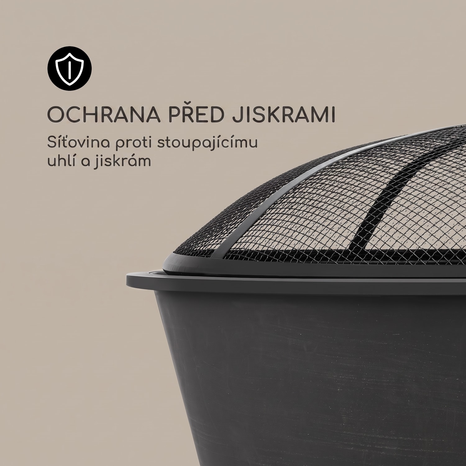 Nolana 2 v 1, ohniště s grilem, Ø 73 cm, grilovací rošt Ø 64 cm, lapač jisker, ocel, černá 