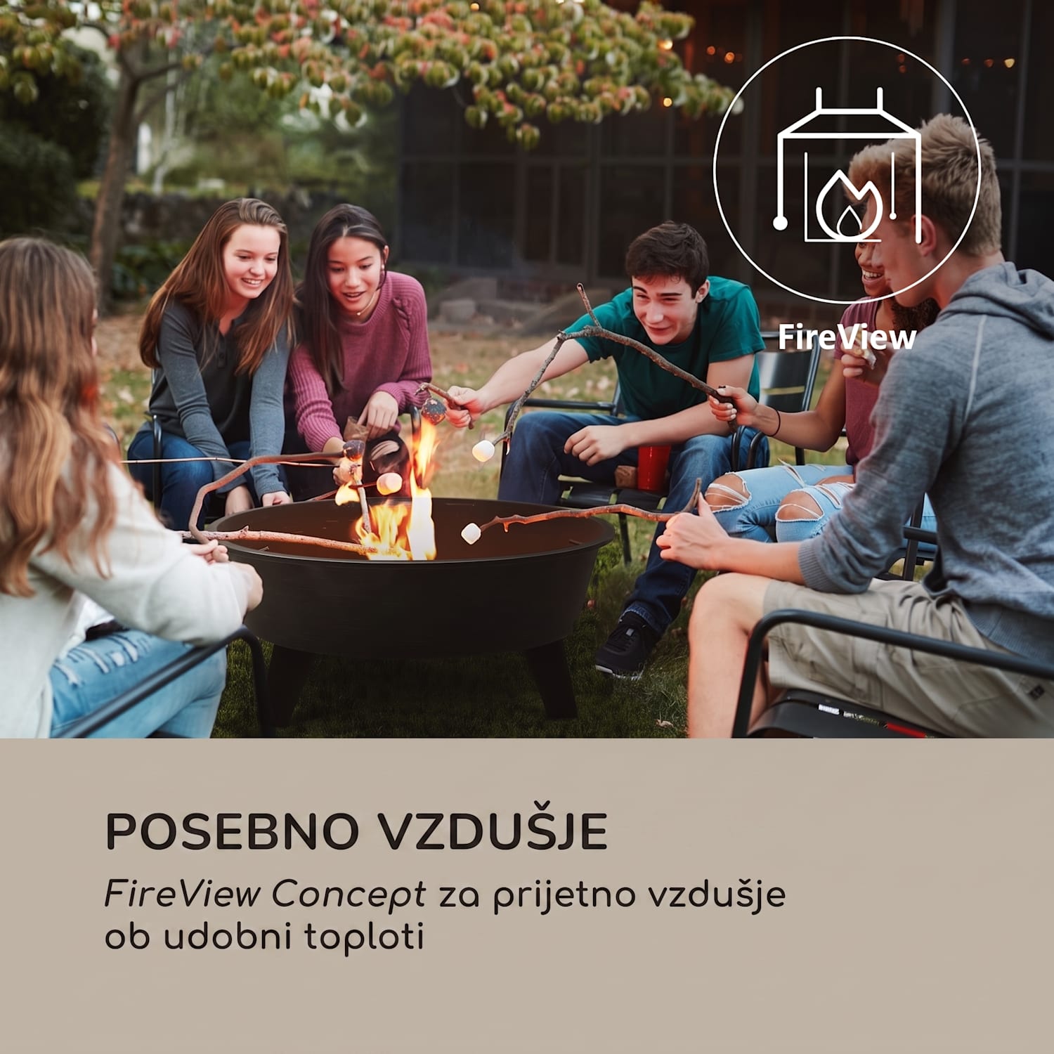 Nolana, 2 v 1 posoda za ogenj, Ø 73 cm, žar rešetka Ø 64 cm, žar iz jekla, črna 