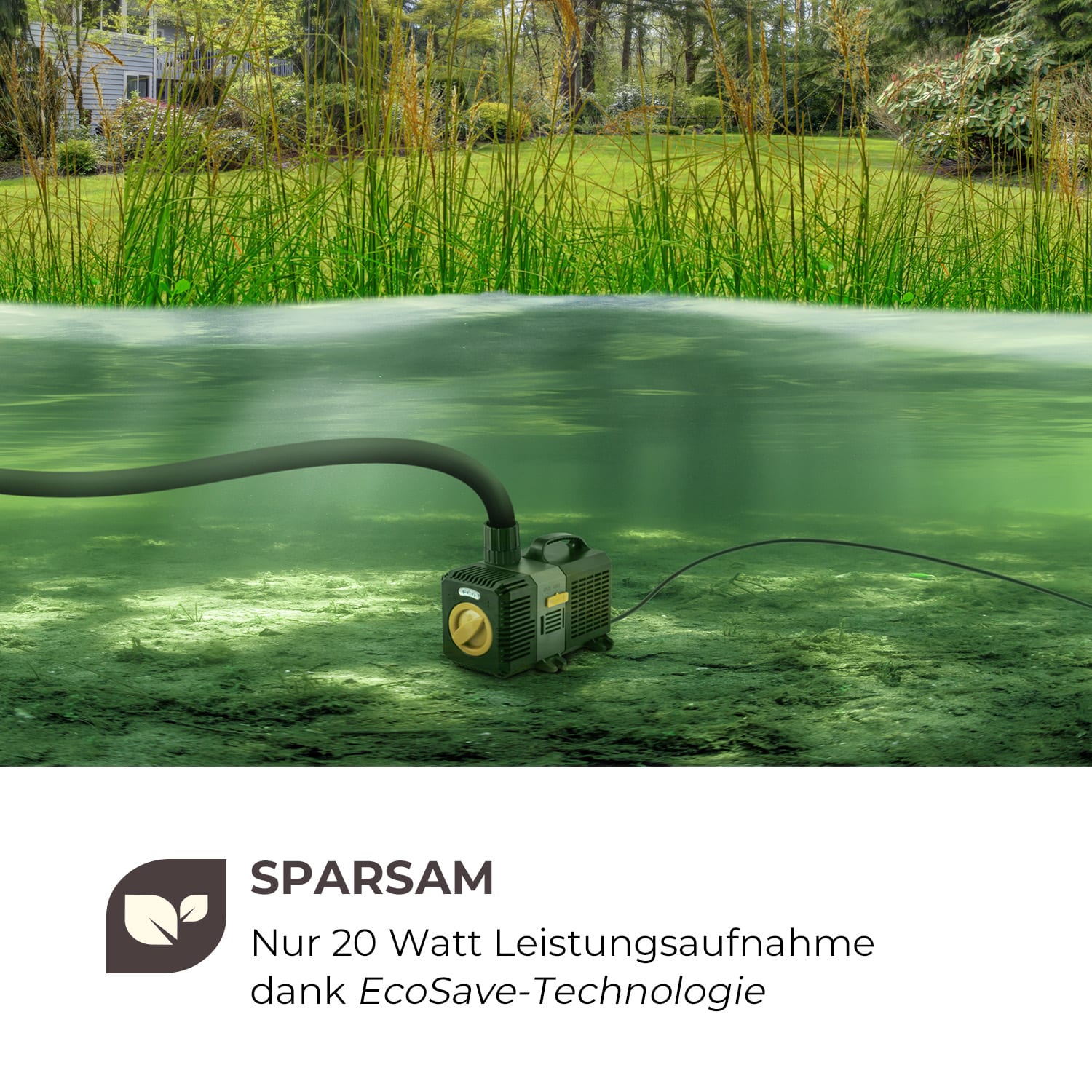 Lagoon 3600 Teichpumpe 3.600 l/h EcoSave: 20 Watt 2,8 Meter Förderhöhe 20 W