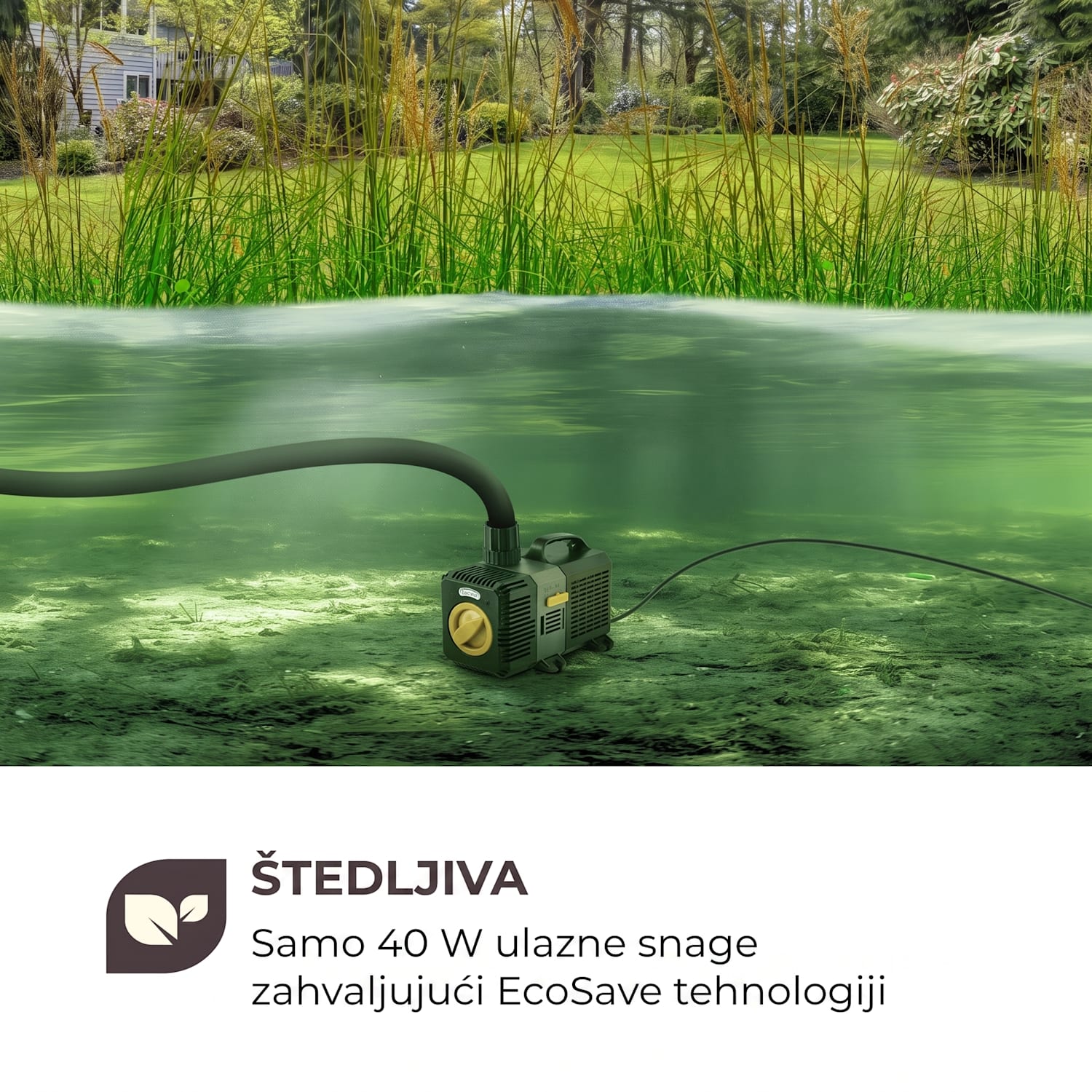 Lagoon 5200, pumpa za ribnjak i akvarij, 5200 L/H, EcoSave: 40 W, dubina ponora 4,8 m 40 W