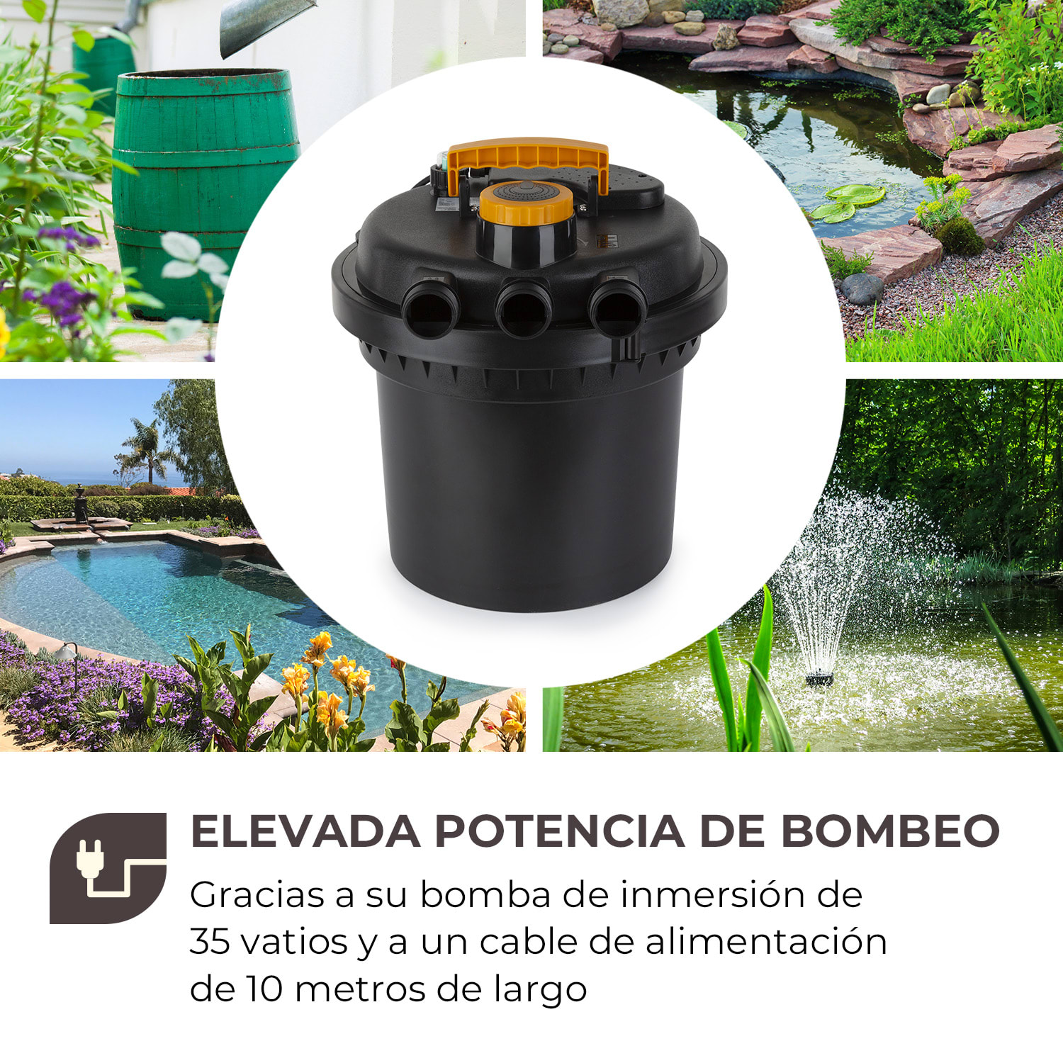 Aquaklar Juego de filtros de presión para estanques 11W Clarificador UV-C Bomba de 35W Manguera de 5 m 