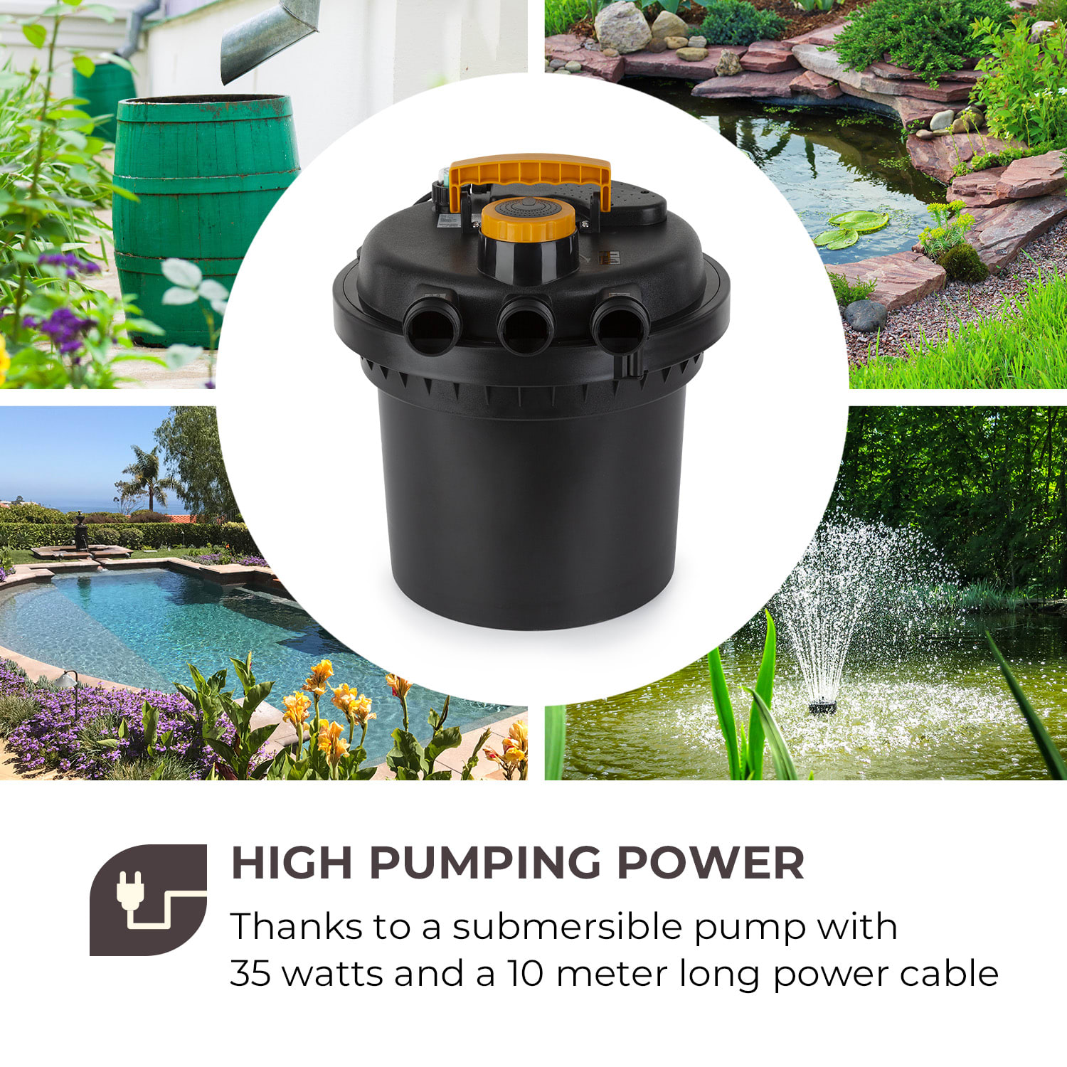 Aquaklar, set tlačnega filtra za jezerce, 11W UV-C čistilec, 35W črpalka, 5 m cev 