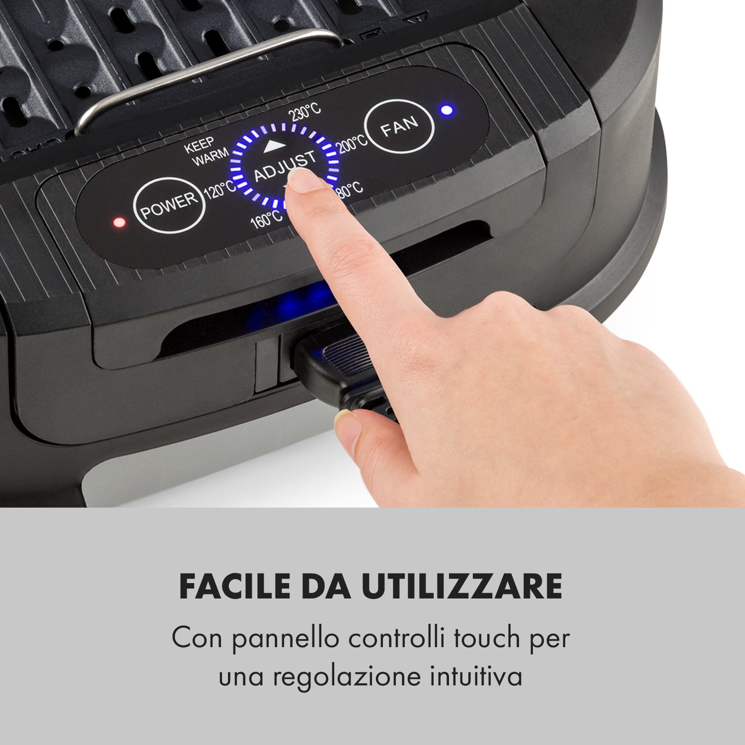 Köfte Griglia Elettrica 1500W Pannello Touch Vasca di Raccolta Acqua nero 