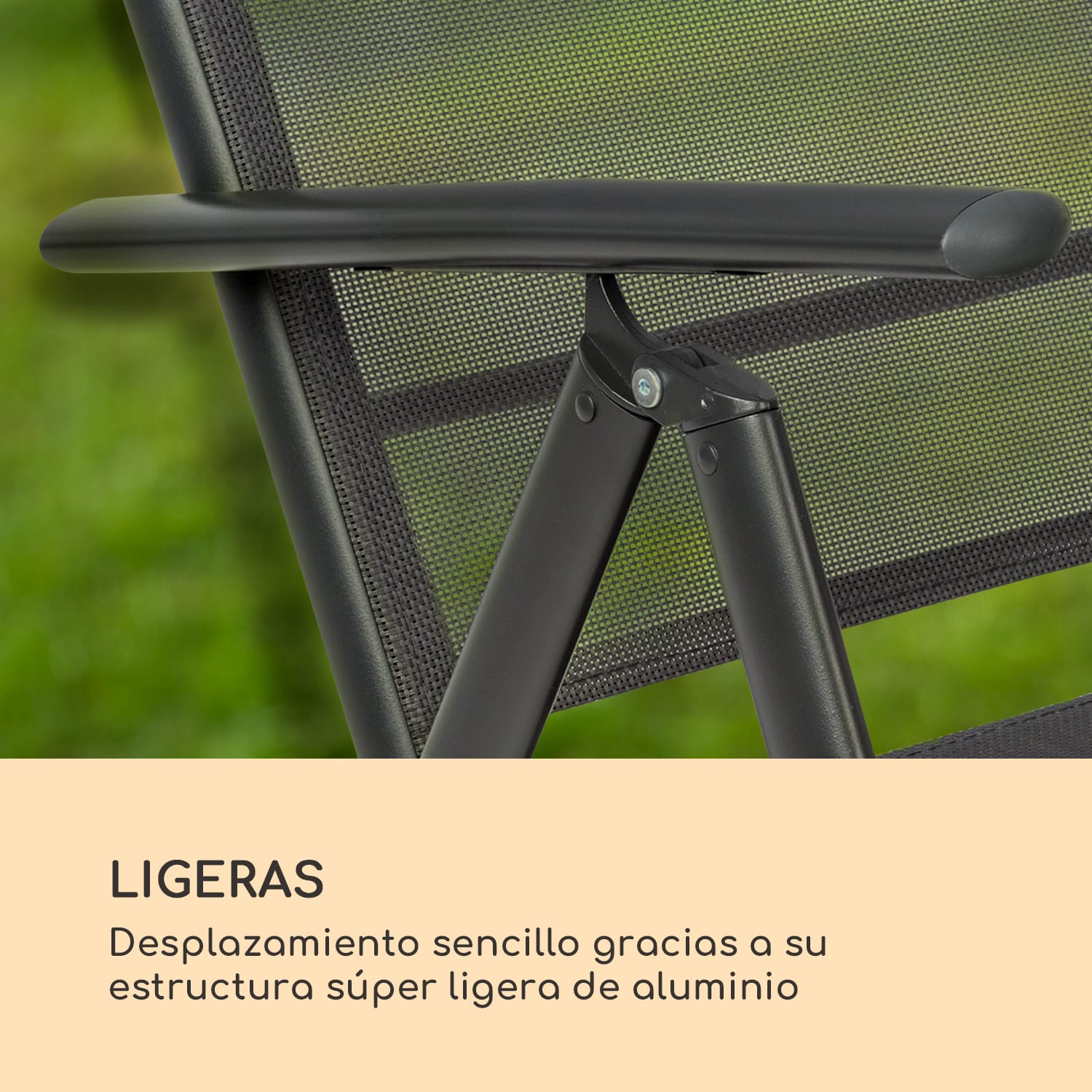 Almería silla plegable juego de 2 56,5 x 107 x 68 cm ComfortMesh Antracita Negro