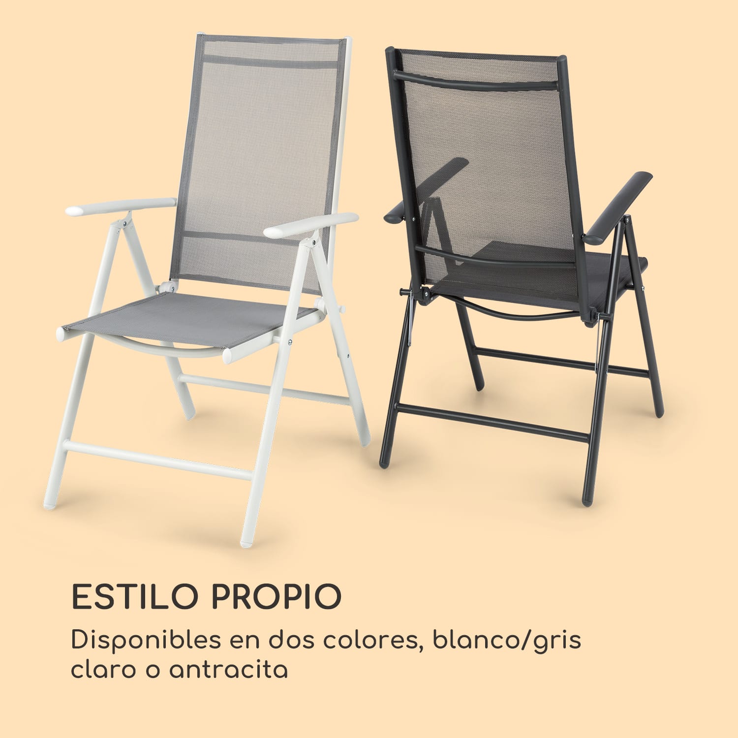 Almería silla plegable juego de 2 56,5 x 107 x 68 cm ComfortMesh Antracita Negro