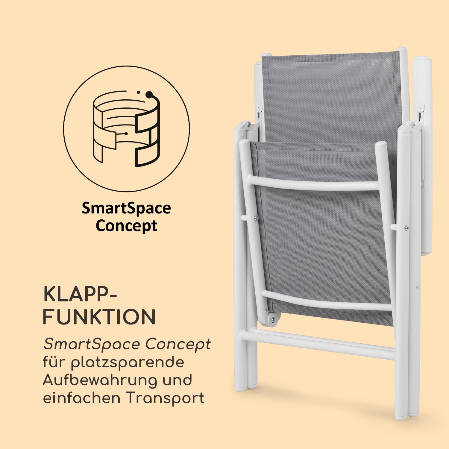 Almeria Klappstuhl 2er-Set 56,5x107x68 cm ComfortMesh Aluminium 