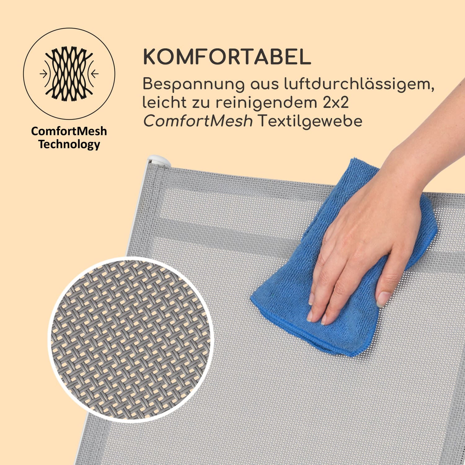 Almeria Klappstuhl 2er-Set 56,5x107x68 cm ComfortMesh Aluminium 