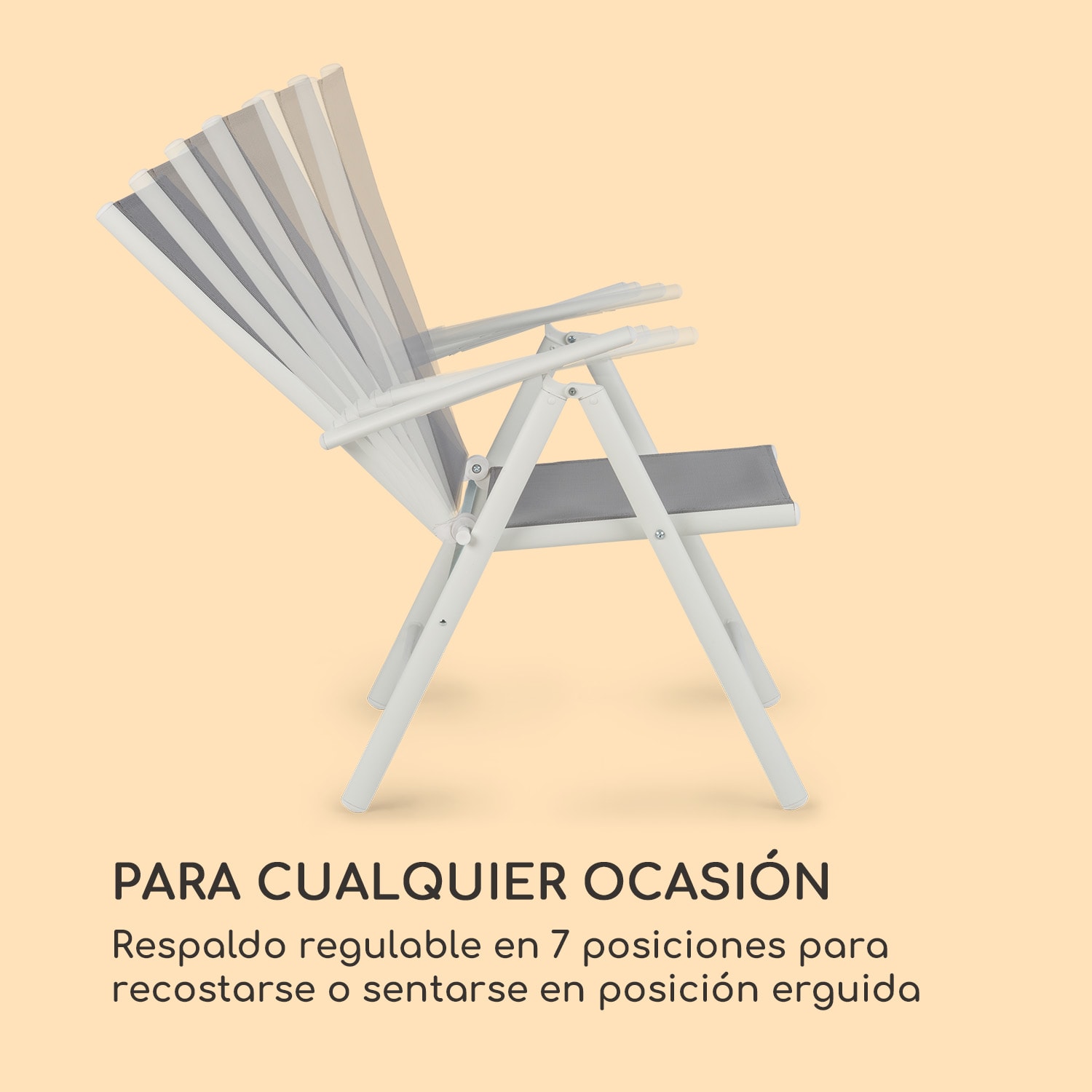 Almeria Juego de 2 sillas plegables 56,5x107x68 cm ComfortMesh Aluminio Blancas 