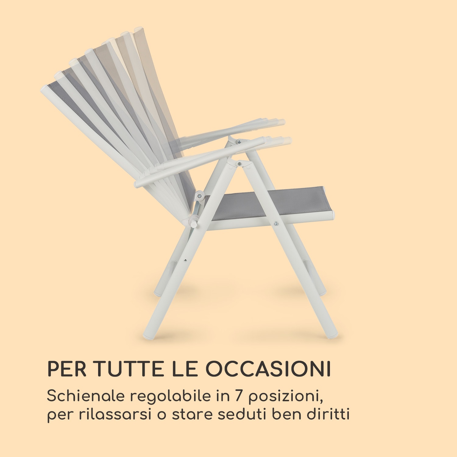 Almeria set da 2 sedie pieghevoli 56,5x107x68 cm ComfortMesh alluminio bianco 