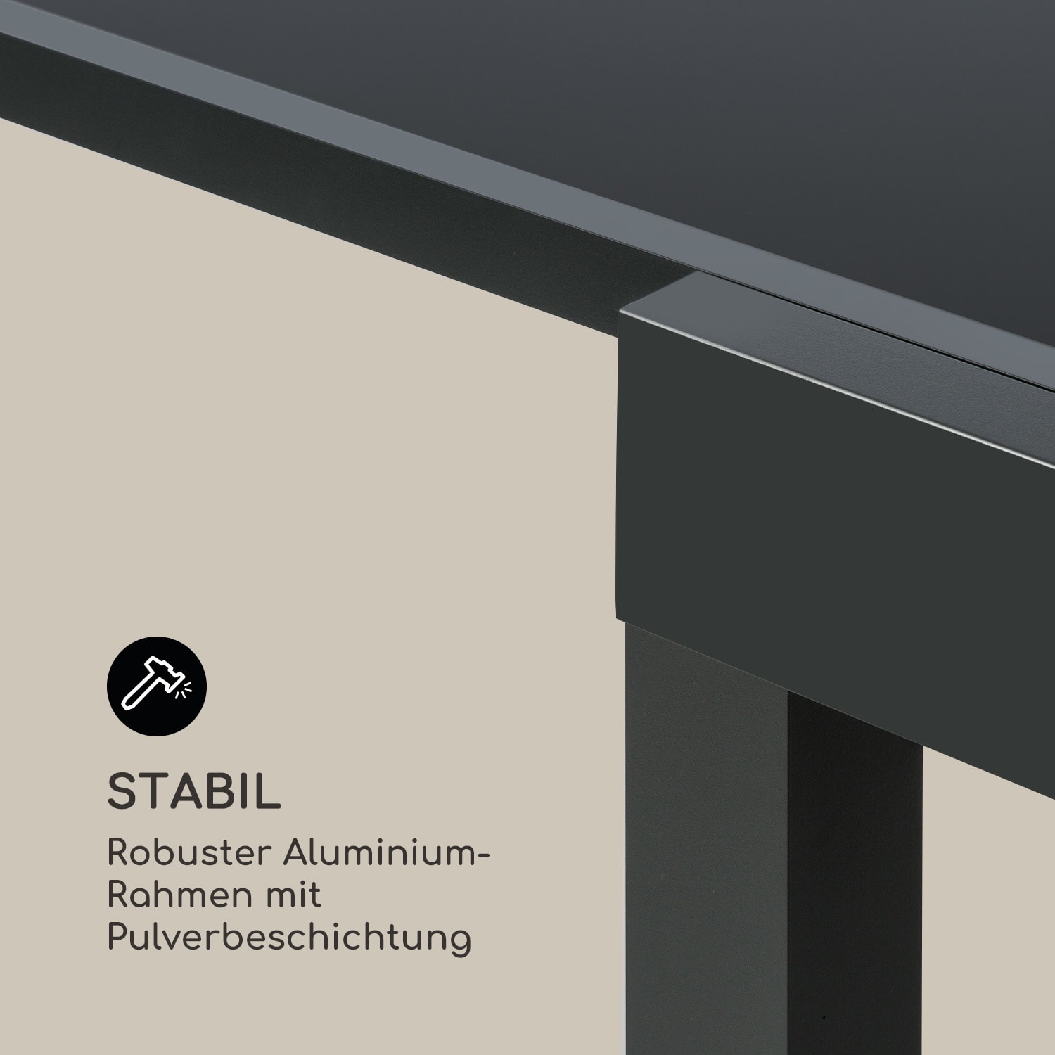 Pamplona Extension Gartentisch 180 x 83 cm Aluminium Glas dunkelgrau Schwarz