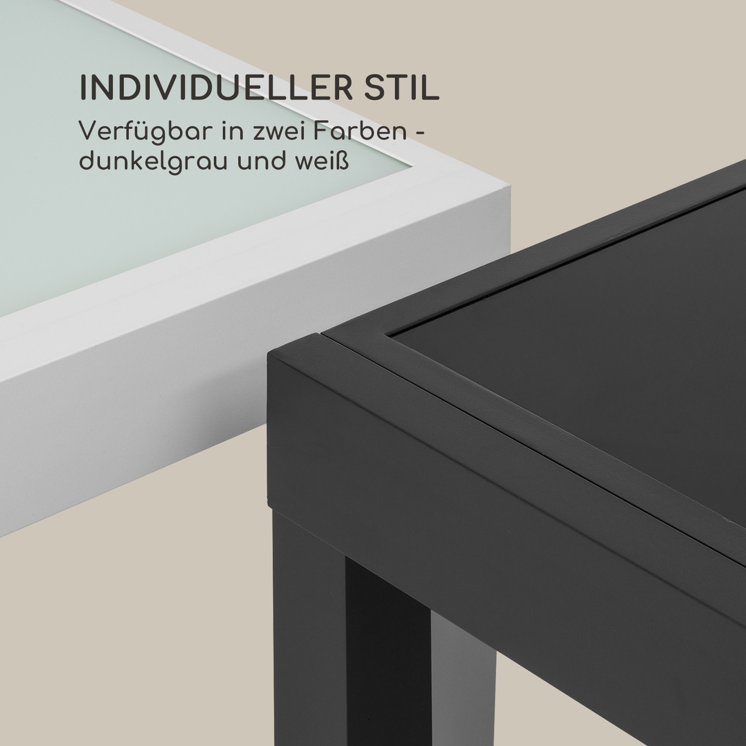 Pamplona Extension Gartentisch 180 x 83 cm Aluminium Glas dunkelgrau Schwarz