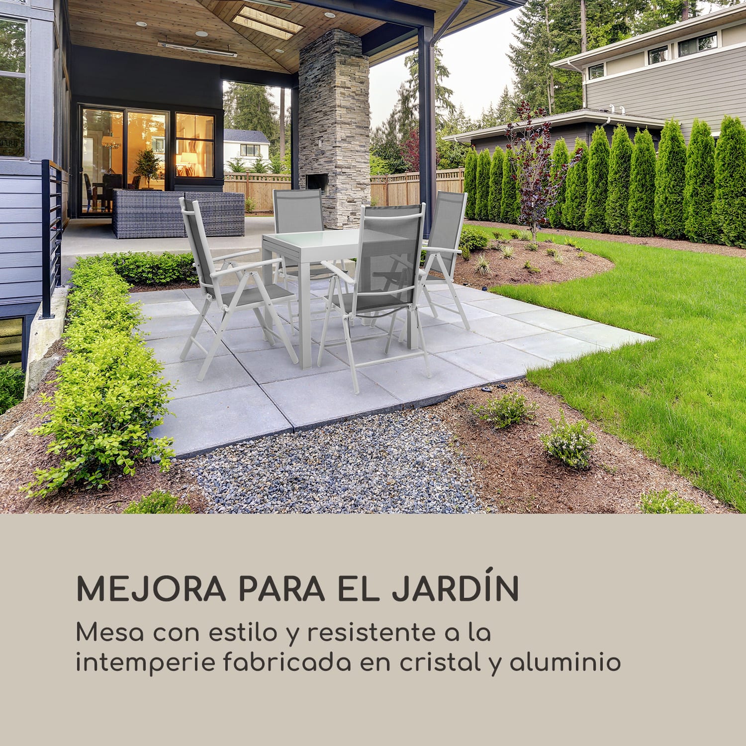 Pamplona Extension mesa de jardín 180 x 83 cm máx. aluminio vidrio blanco Blanco