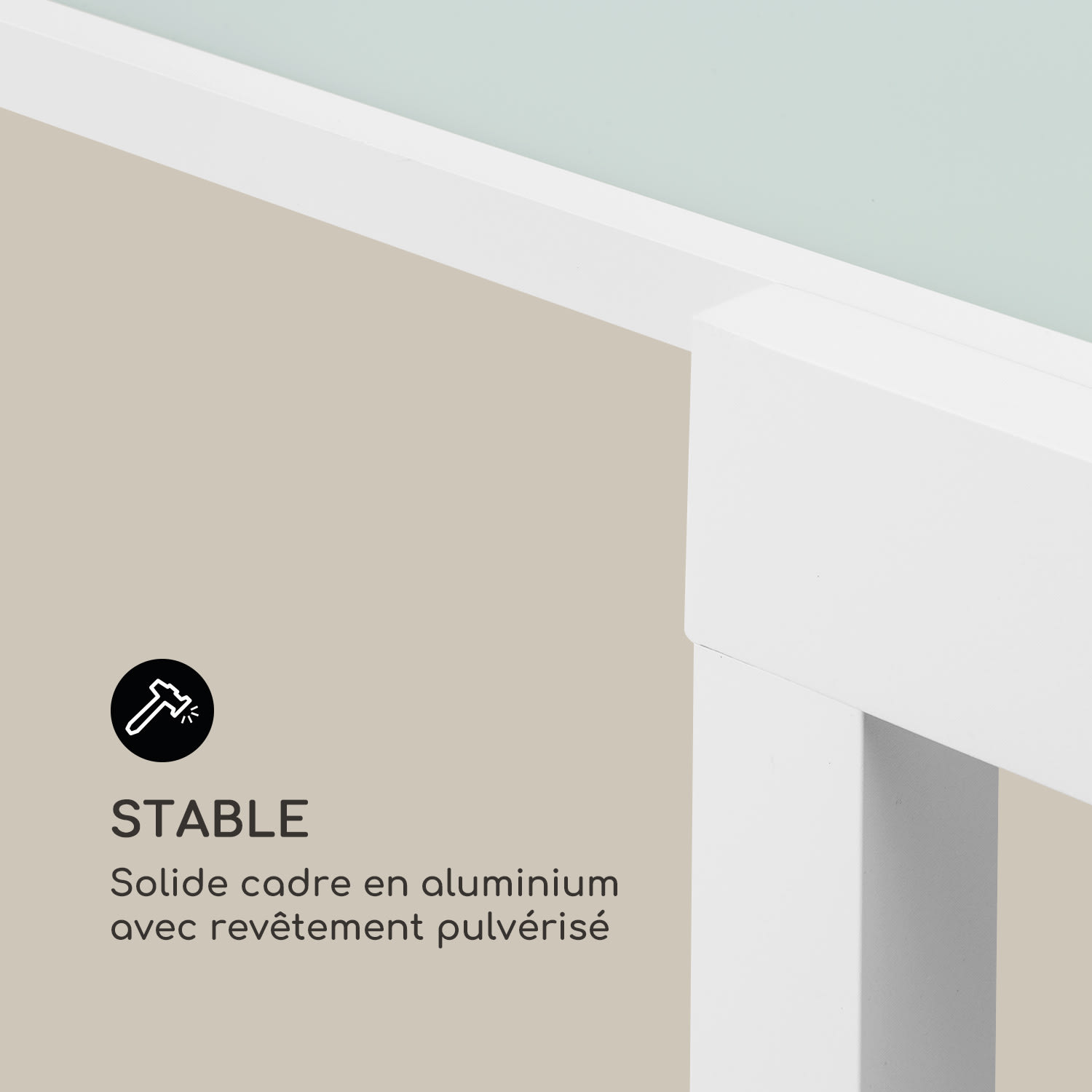 Pamplona Extension table de jardin 180 x 83 cm max. aluminium verre blanc Blanc