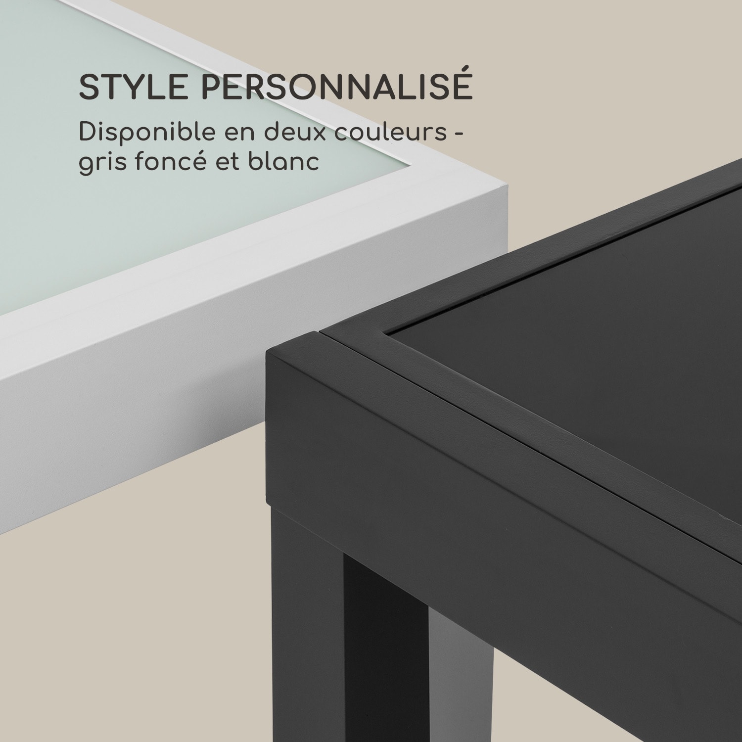 Pamplona Extension table de jardin 180 x 83 cm max. aluminium verre blanc Blanc