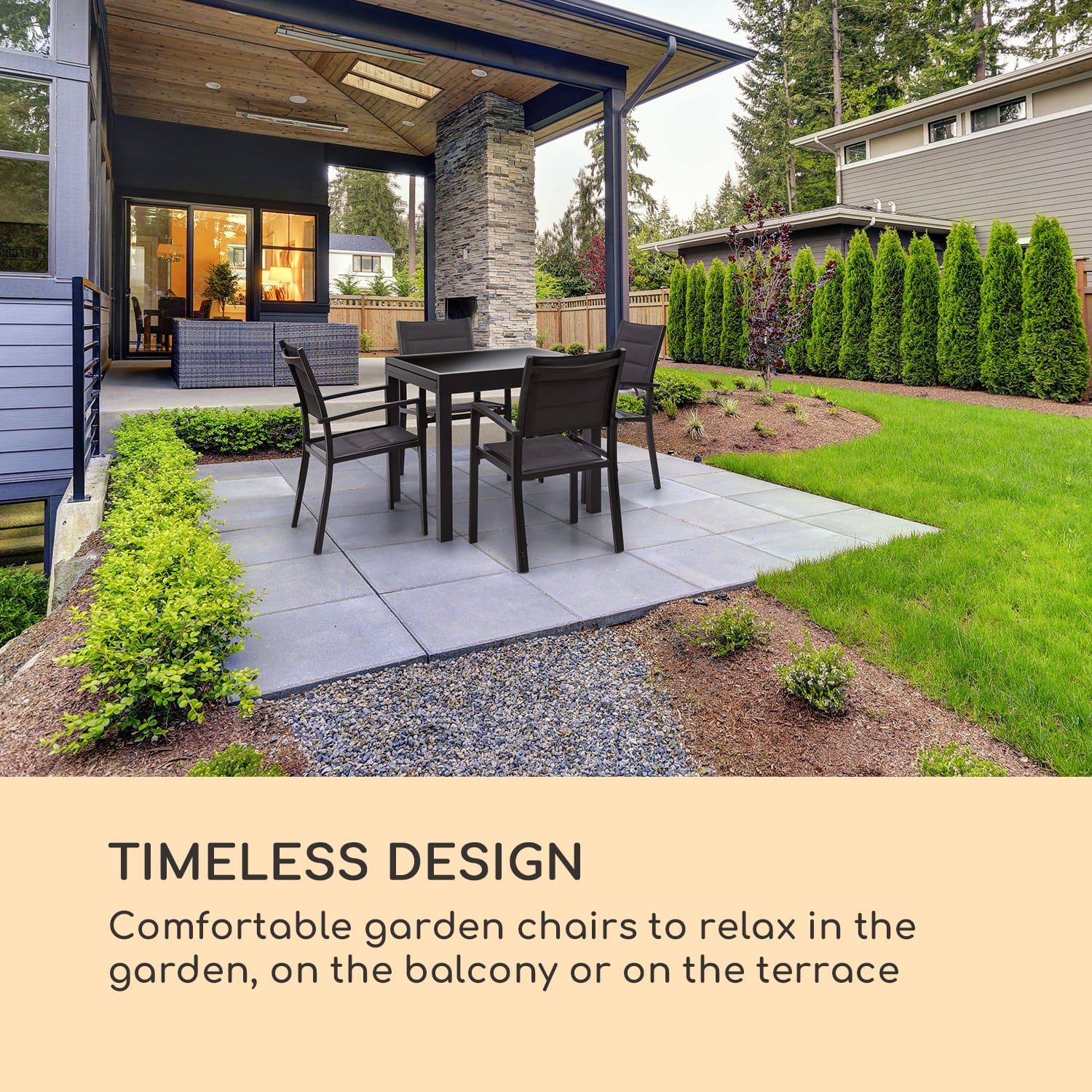 Torremolinos, záhradné stoličky, 2 ks, hliník, ComfortMesh, tmavosivé 