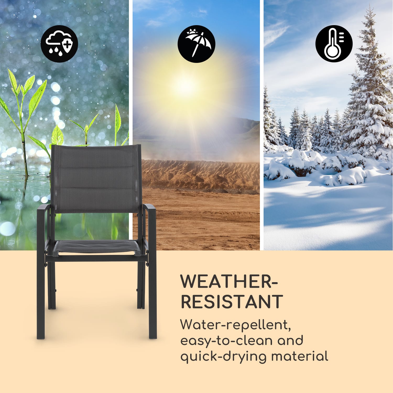 Torremolinos, kerti székek 2 db, alumínium, comfortmesh, sötétszürke 