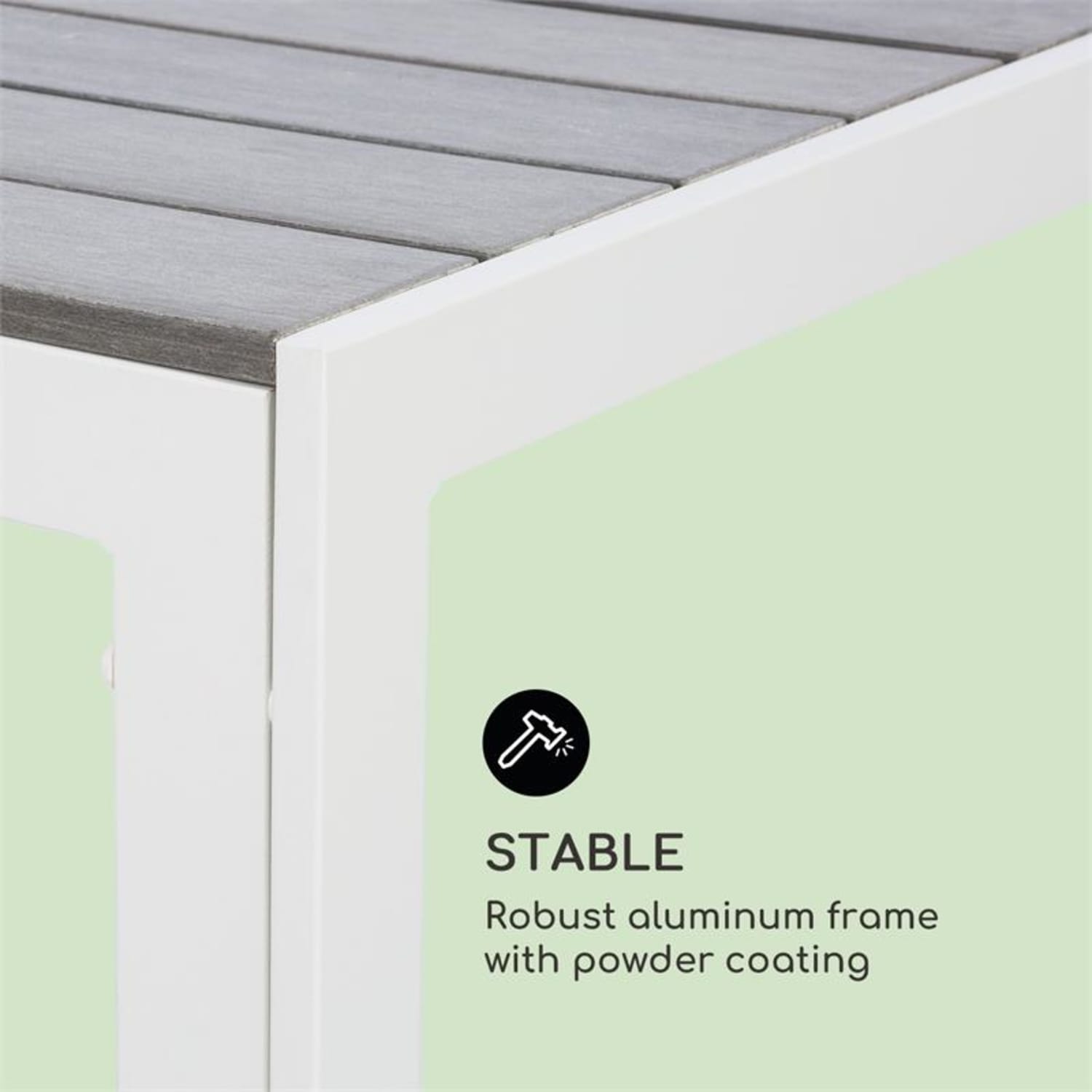 Bilbao, záhradný stôl, 150 x 90 cm, polywood, aluminij, bijelo/siva