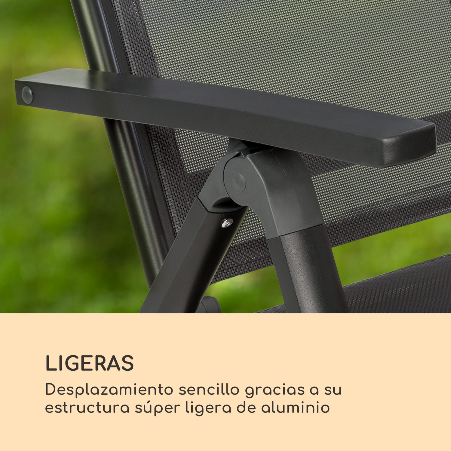 Cádiz Juego de 2 sillas plegables 59,5x107x68 cm ComfortMesh Antracita Negro