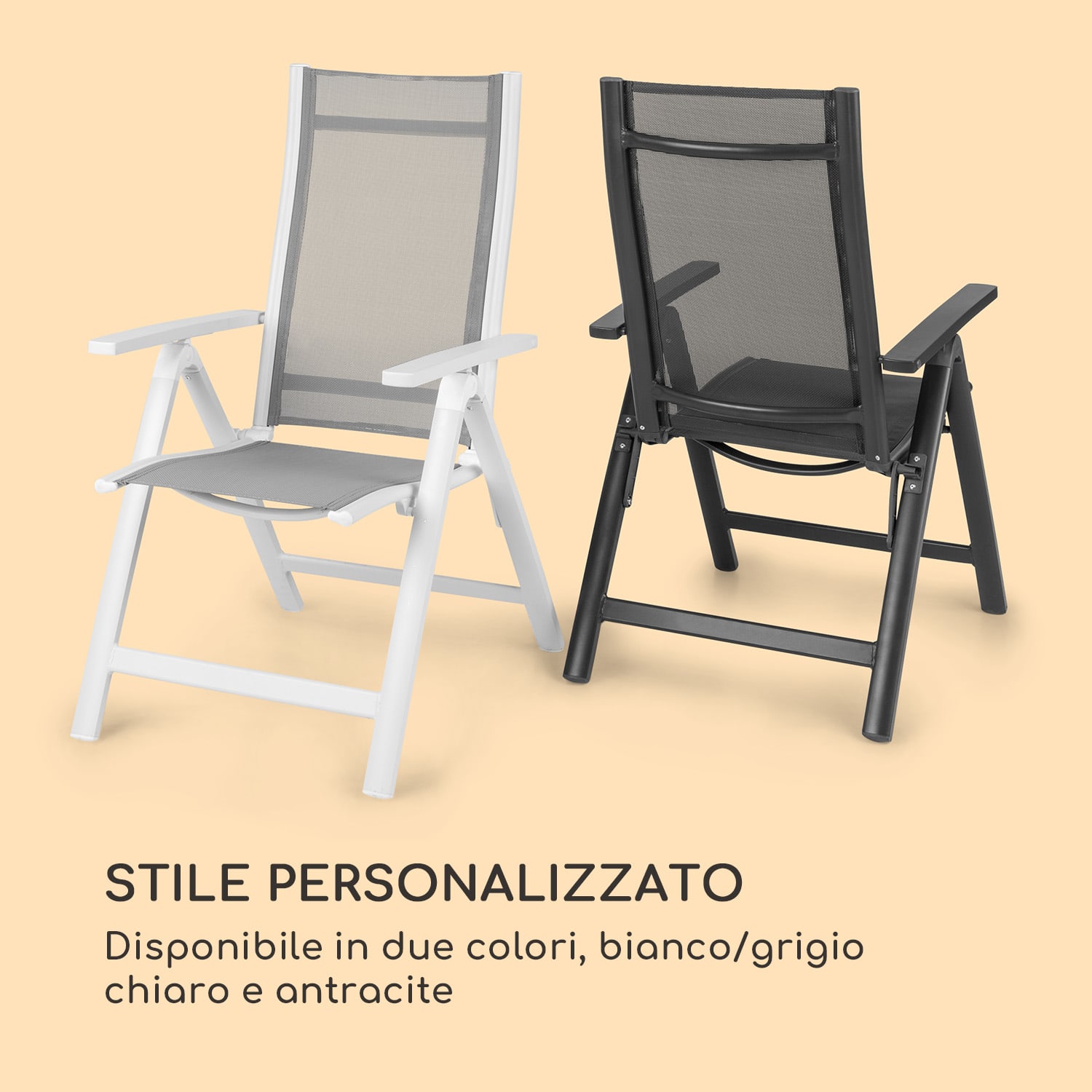 Cádiz set da 2 sedie pieghevoli 59,5 x 107 x 68 cm ComfortMesh antracite Nero