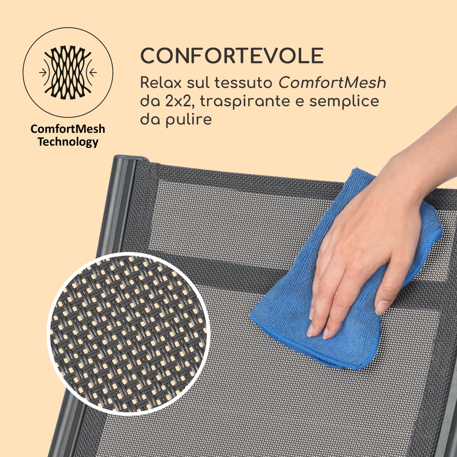 Cádiz set da 2 sedie pieghevoli 59,5 x 107 x 68 cm ComfortMesh antracite Nero