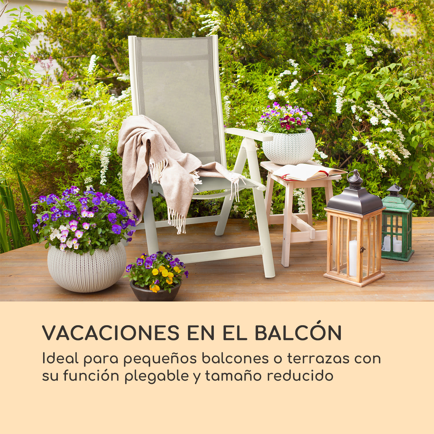 Cádiz Juego de 2 sillas plegables 59,5 x 107 x 68 cm ComfortMesh Aluminio Blancas Blanco / Gris Medio