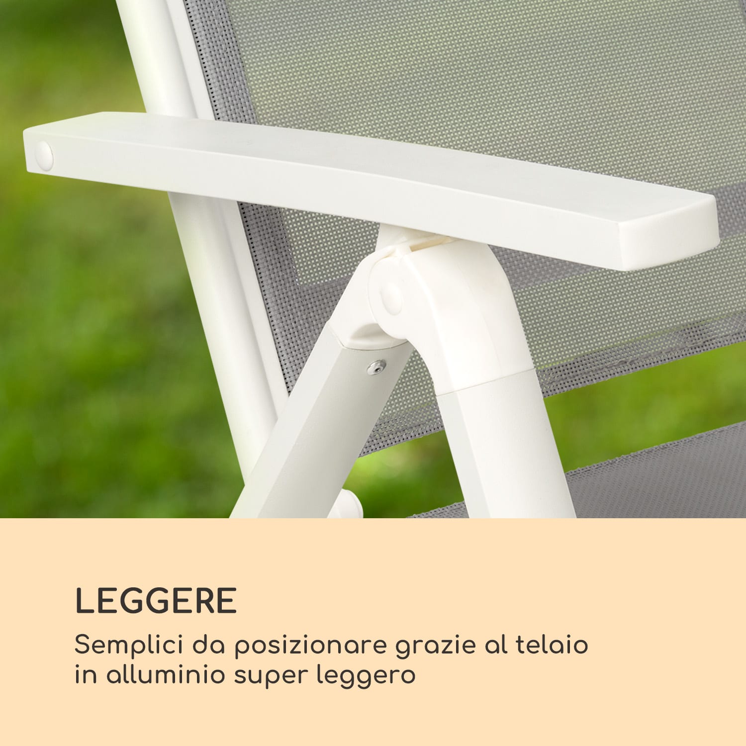 Cádiz set da 2 sedie pieghevoli 59,5 x 107 x 68 ComfortMesh alluminio bianco Bianco / Grigio medio