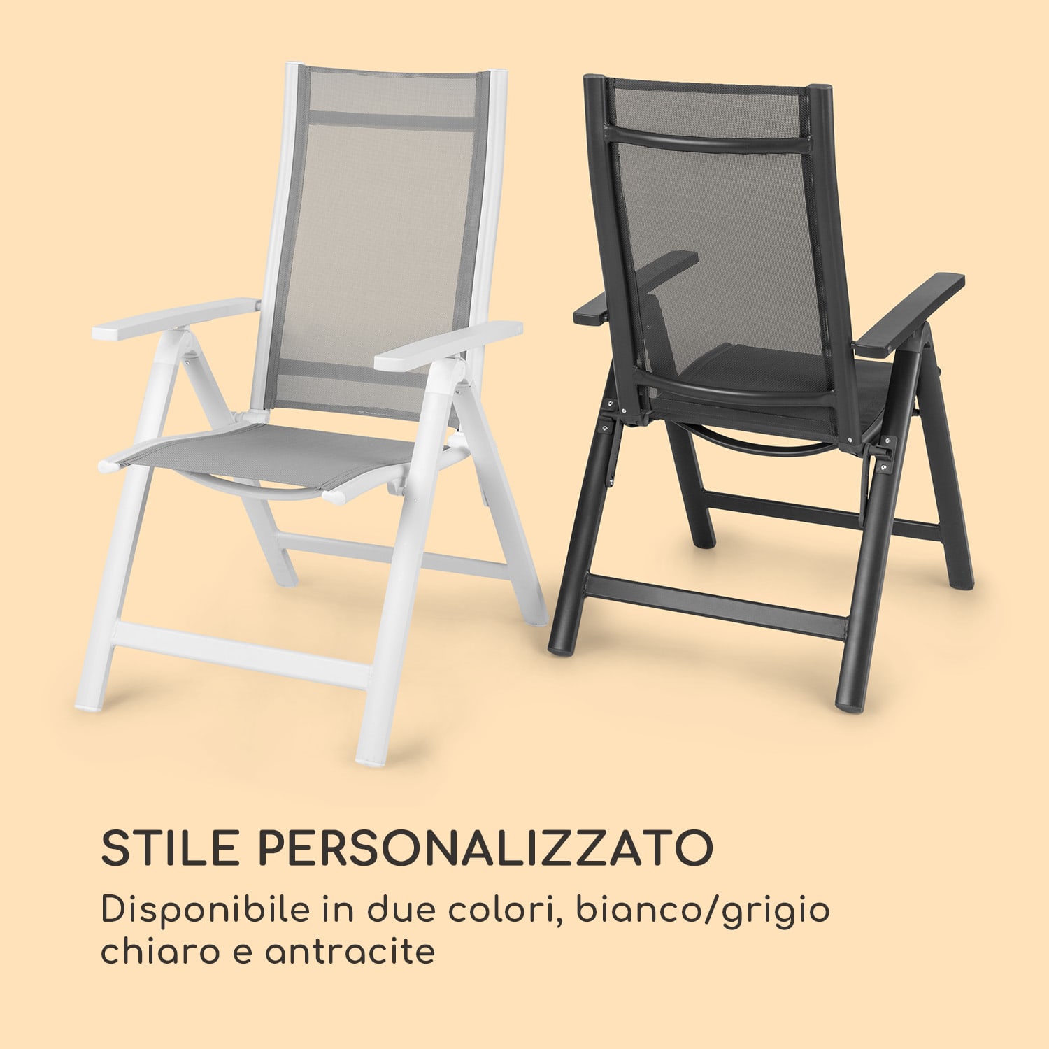 Cádiz set da 2 sedie pieghevoli 59,5 x 107 x 68 ComfortMesh alluminio bianco Bianco / Grigio medio