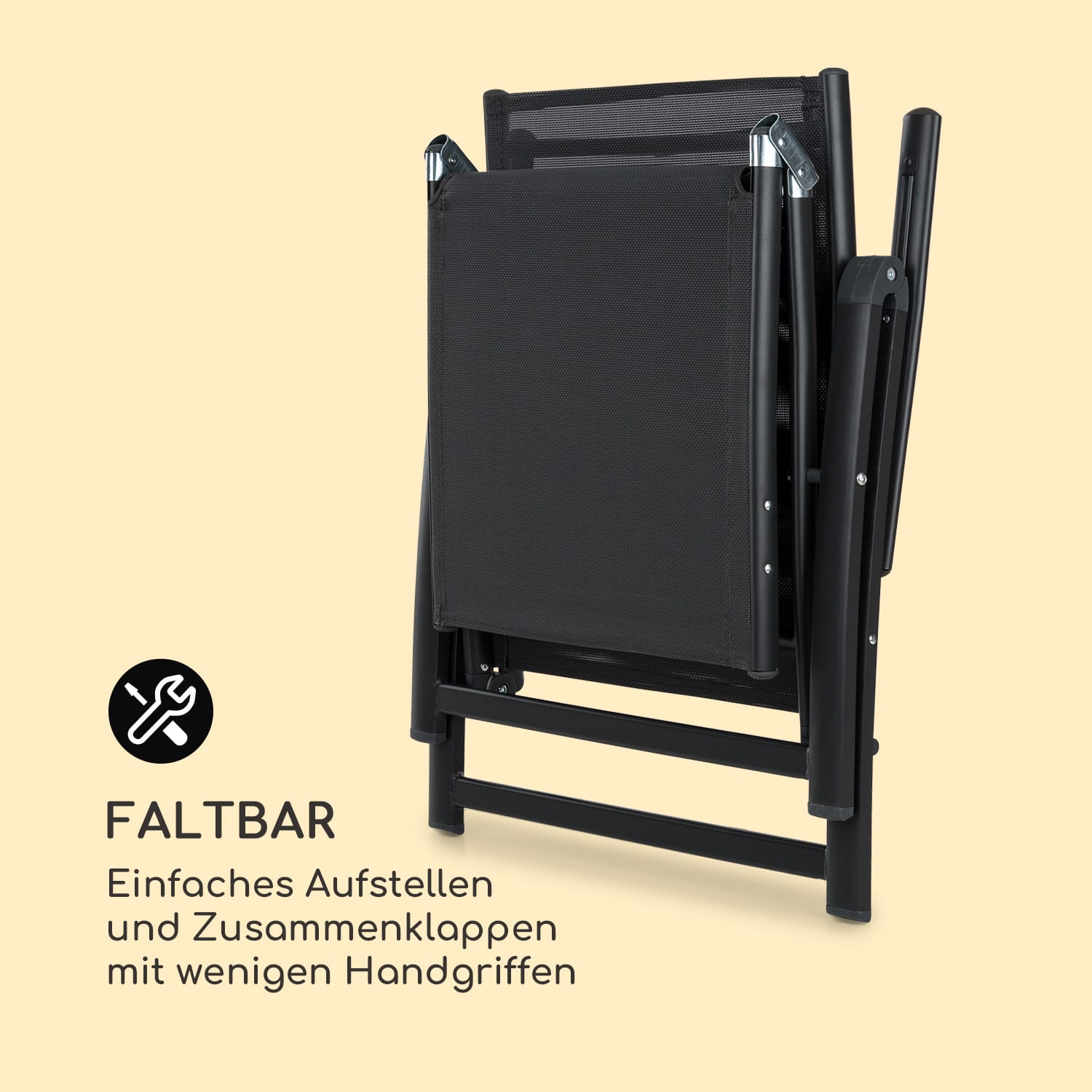 Pomporto Lounge Liegestuhl 70/30 PVC/PE Aluminium 7-Stufen Anthrazit 