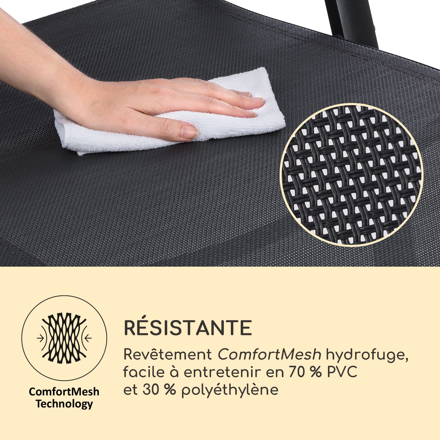 Pomporto Lounge ligstoel PVC PE aluminium 7-posities antraciet 