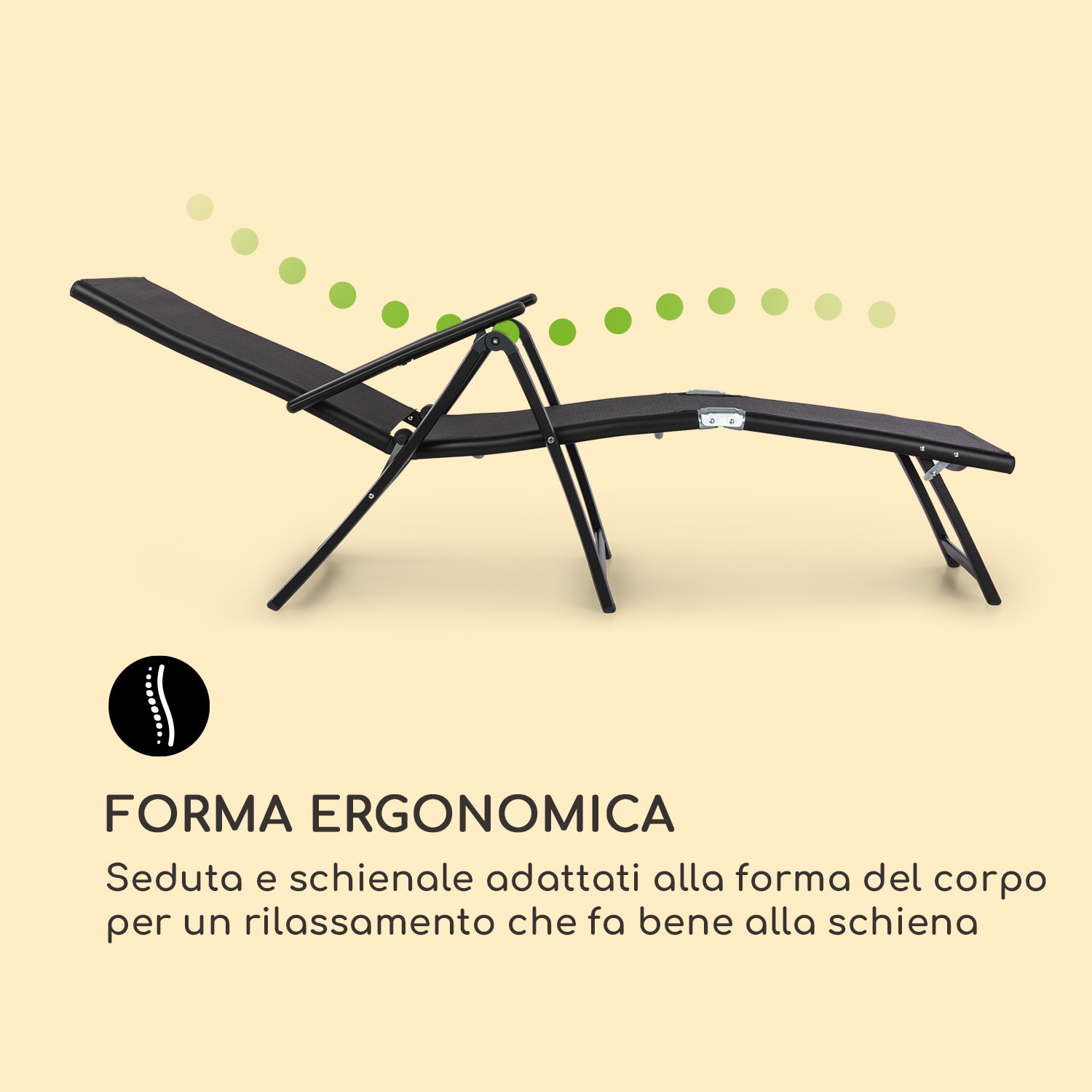 Pomporto Lounge sedia a sdraio in PVC PE alluminio 7 posizioni antracite 