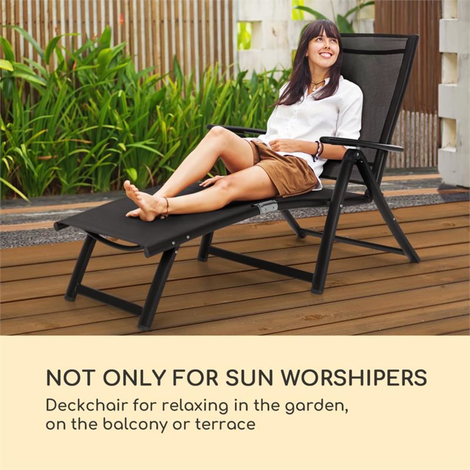 Pomporto Lounge Chaise longue de jardin 7 positions anthracite