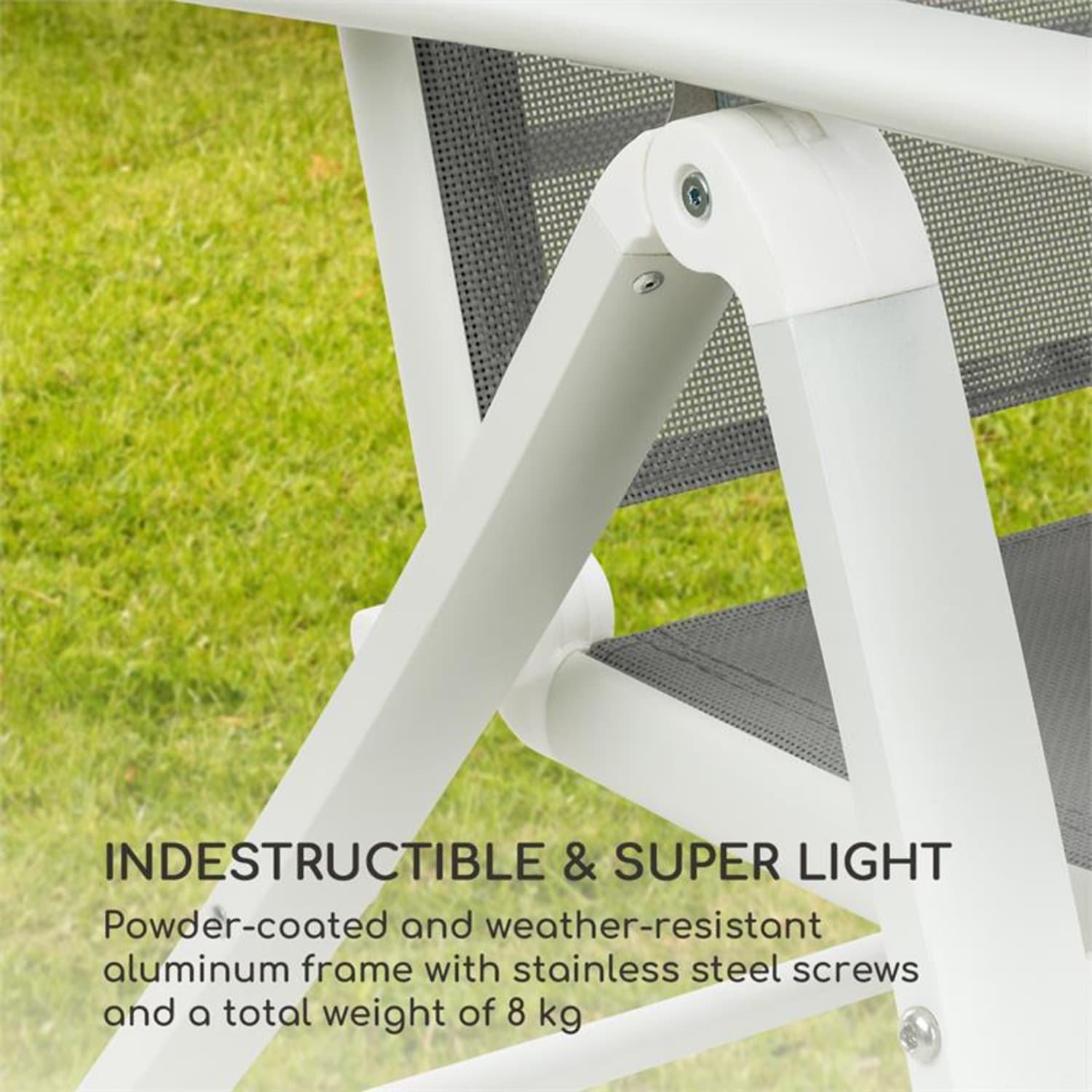 Tumbona Blumfeldt Pomporto Lounge PVC PE aluminio 7 posiciones Blanco/gris claro