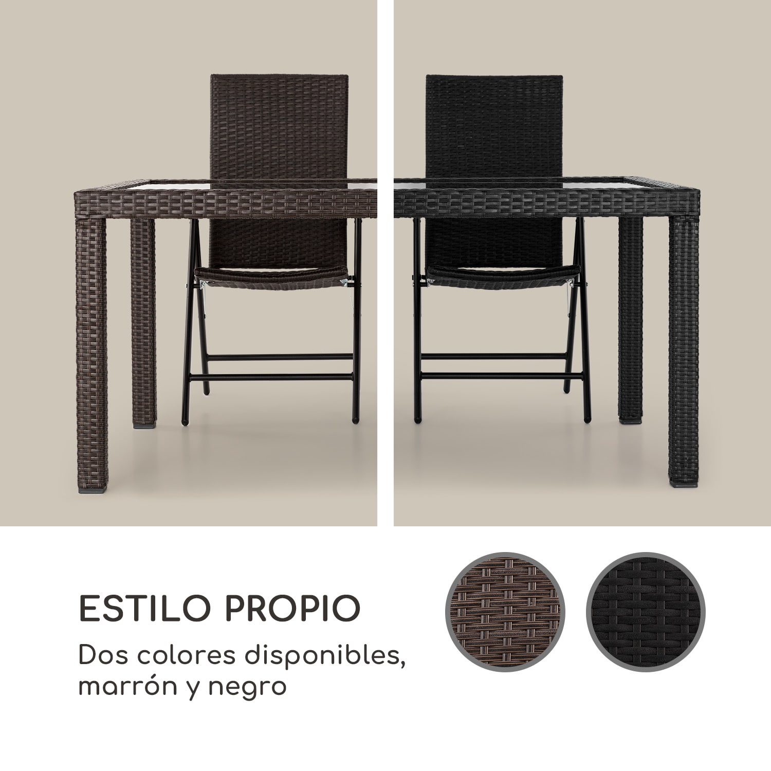 Peniche Mesa de jardín 150 x 90 cm Polyrattan aluminio vidrio negra Negro