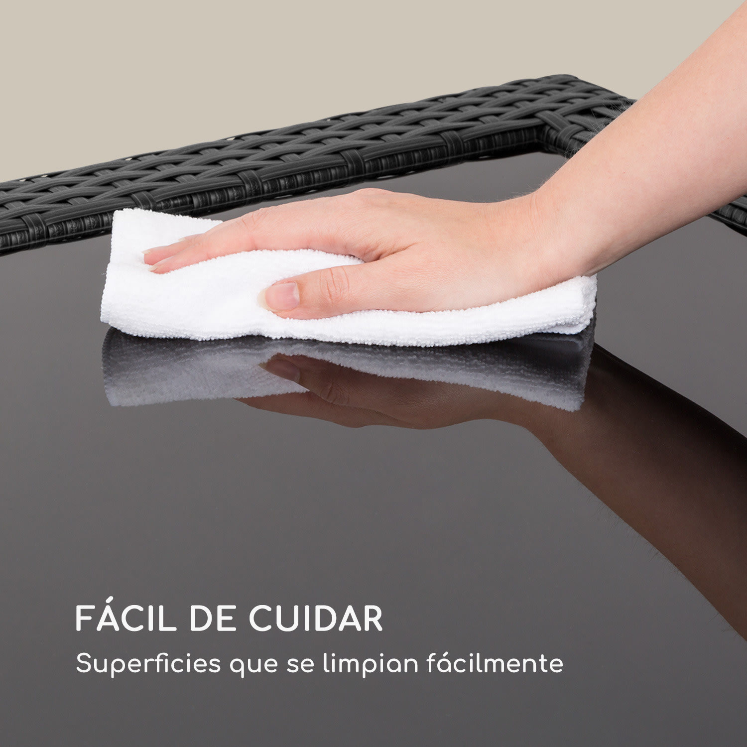 Peniche Mesa de jardín 150 x 90 cm Polyrattan aluminio vidrio negra Negro