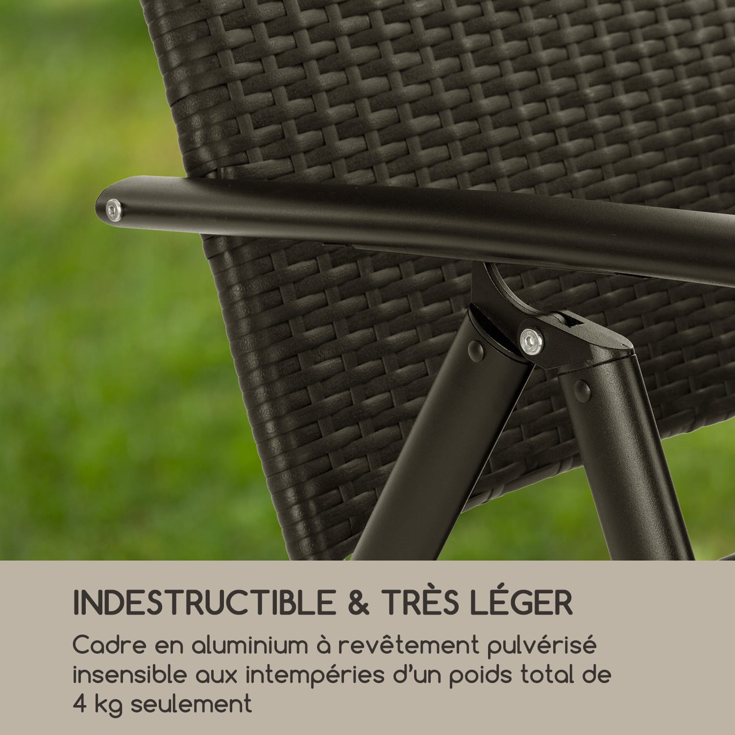 Estoril tuinstoel wicker aluminium 8 standen klapbaar zwart 