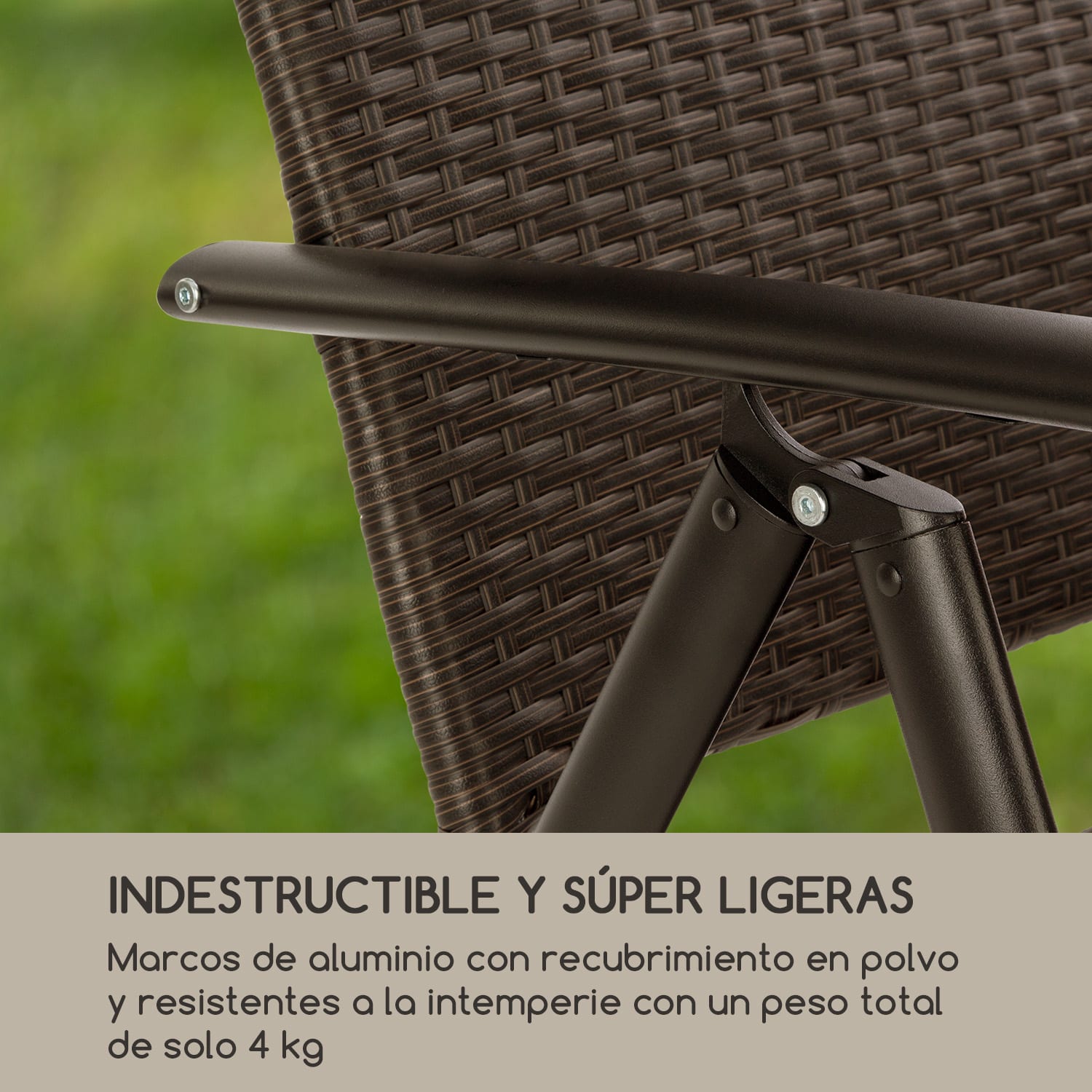 Silla de jardín Blumfeldt Estoril  Polyrattan aluminio 8 posiciones Plegable Marrón Gris Ceniza