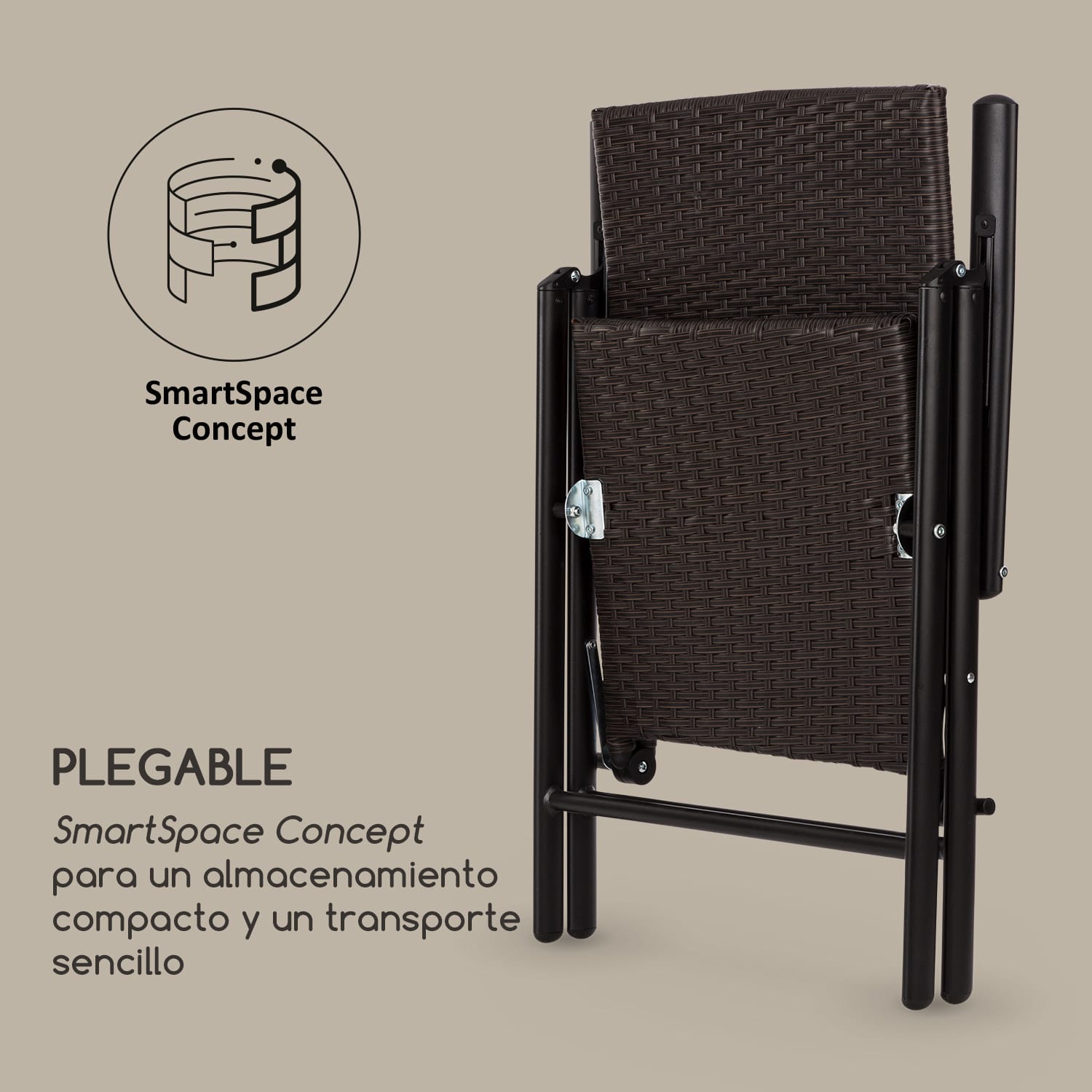 Silla de jardín Blumfeldt Estoril  Polyrattan aluminio 8 posiciones Plegable Marrón Gris Ceniza