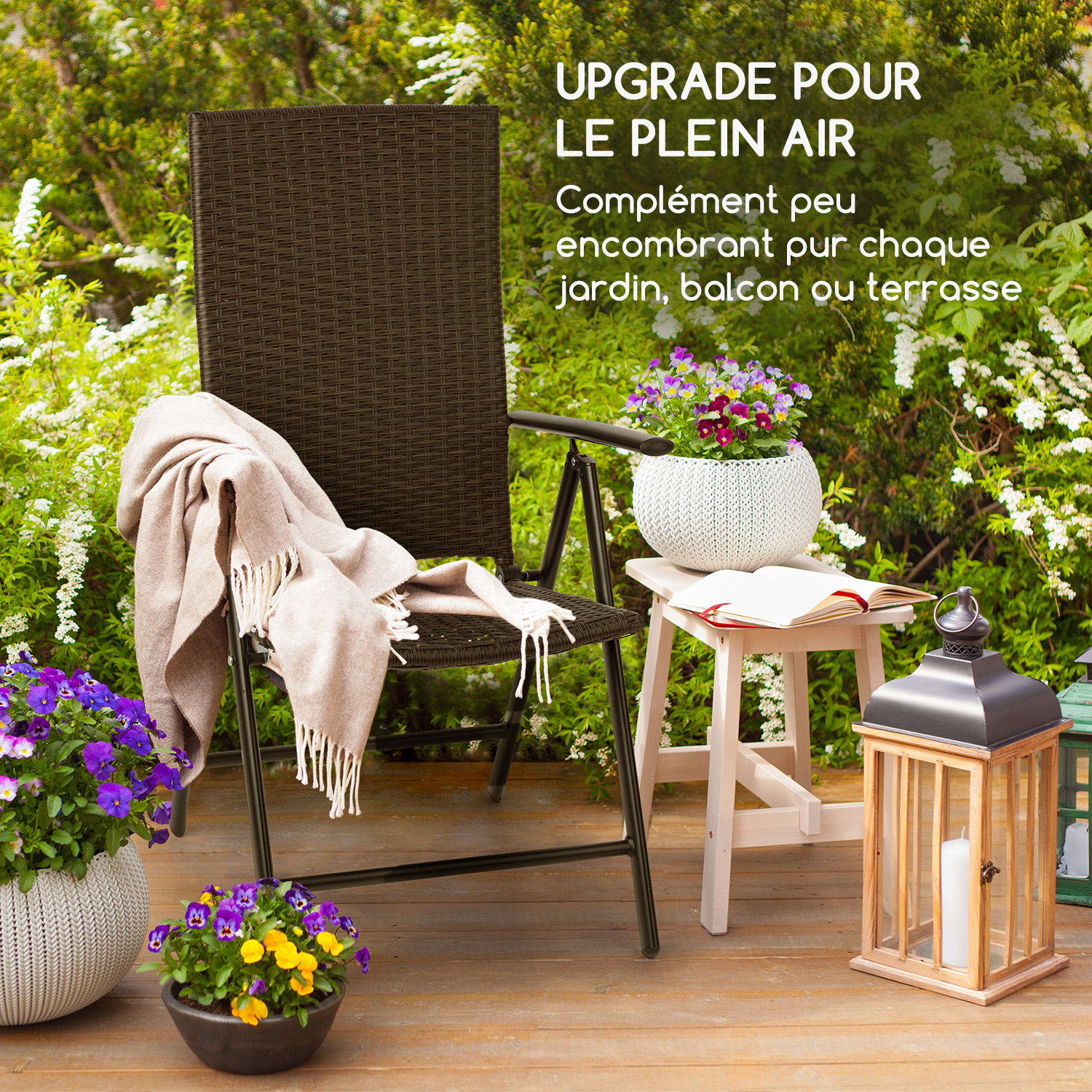 Estoril Set 2 chaise de jardin pliantes 7 positions alu & polyrotin - Gris Cendré