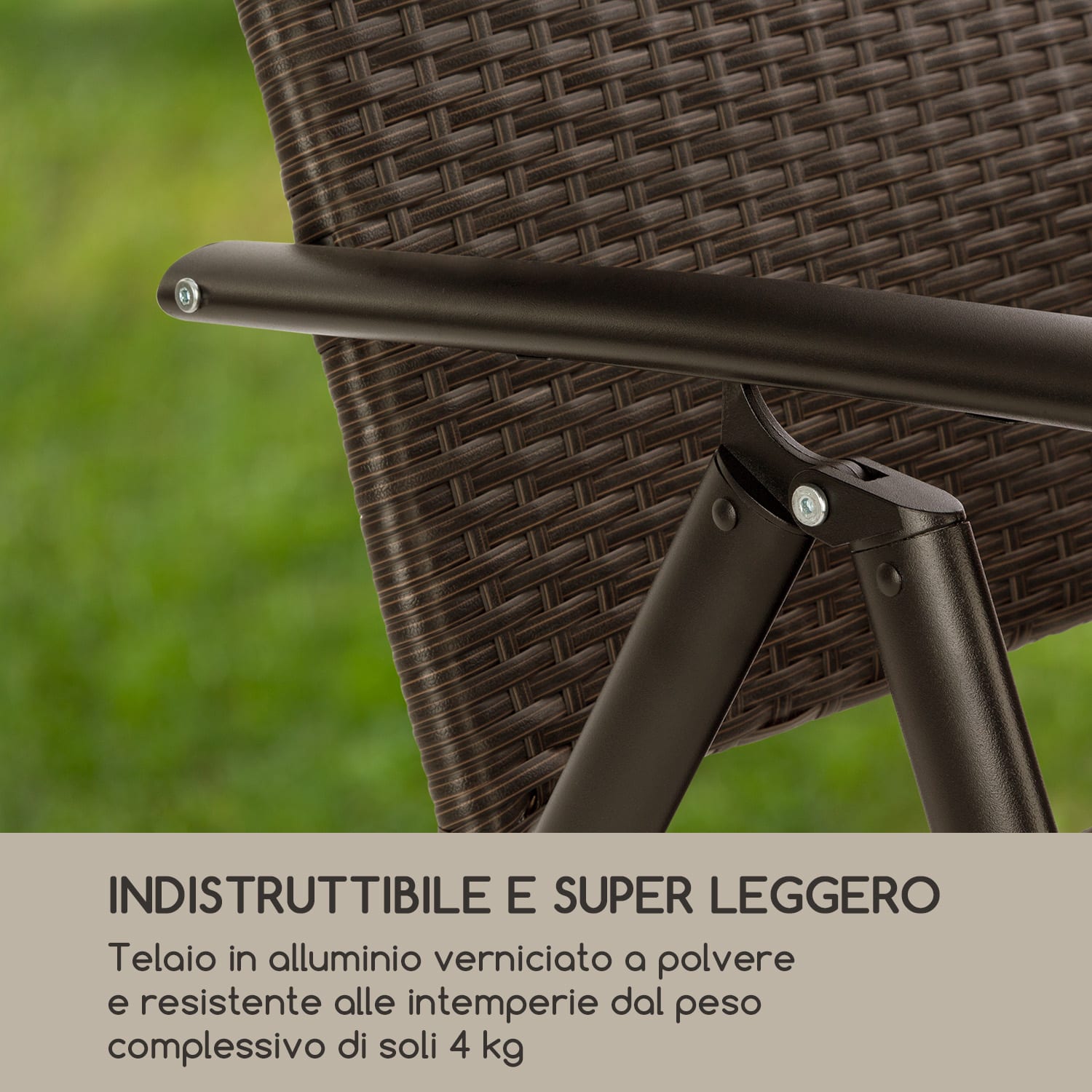 Estoril Sedia da Giardino Polirattan Alluminio  8 Livelli pieghevole marrone Grigio cenere