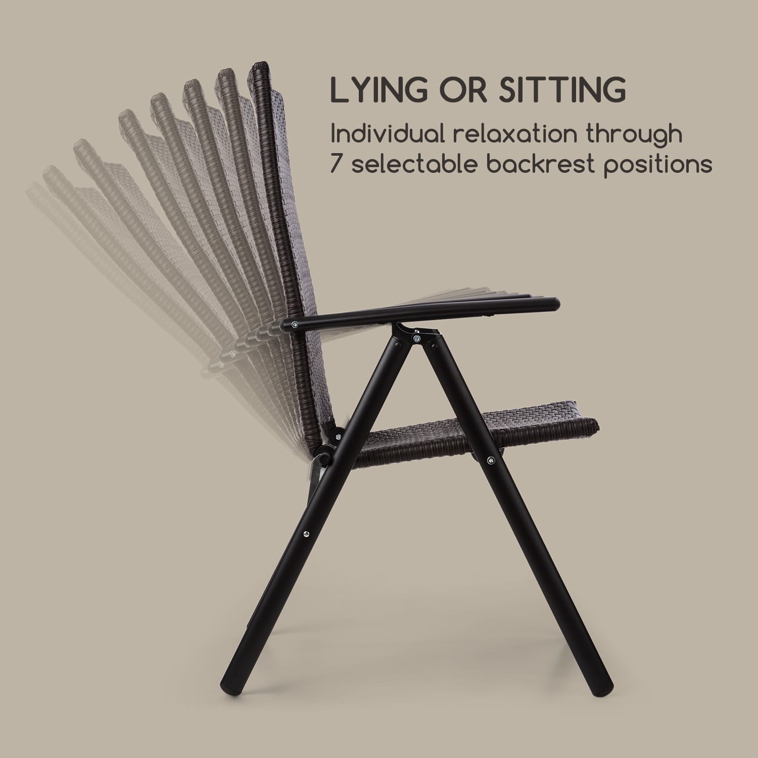 Estoril, vrtni stol, poliuretan, aluminij, 7 ravni, zložljiv, rjava Pepelno siva