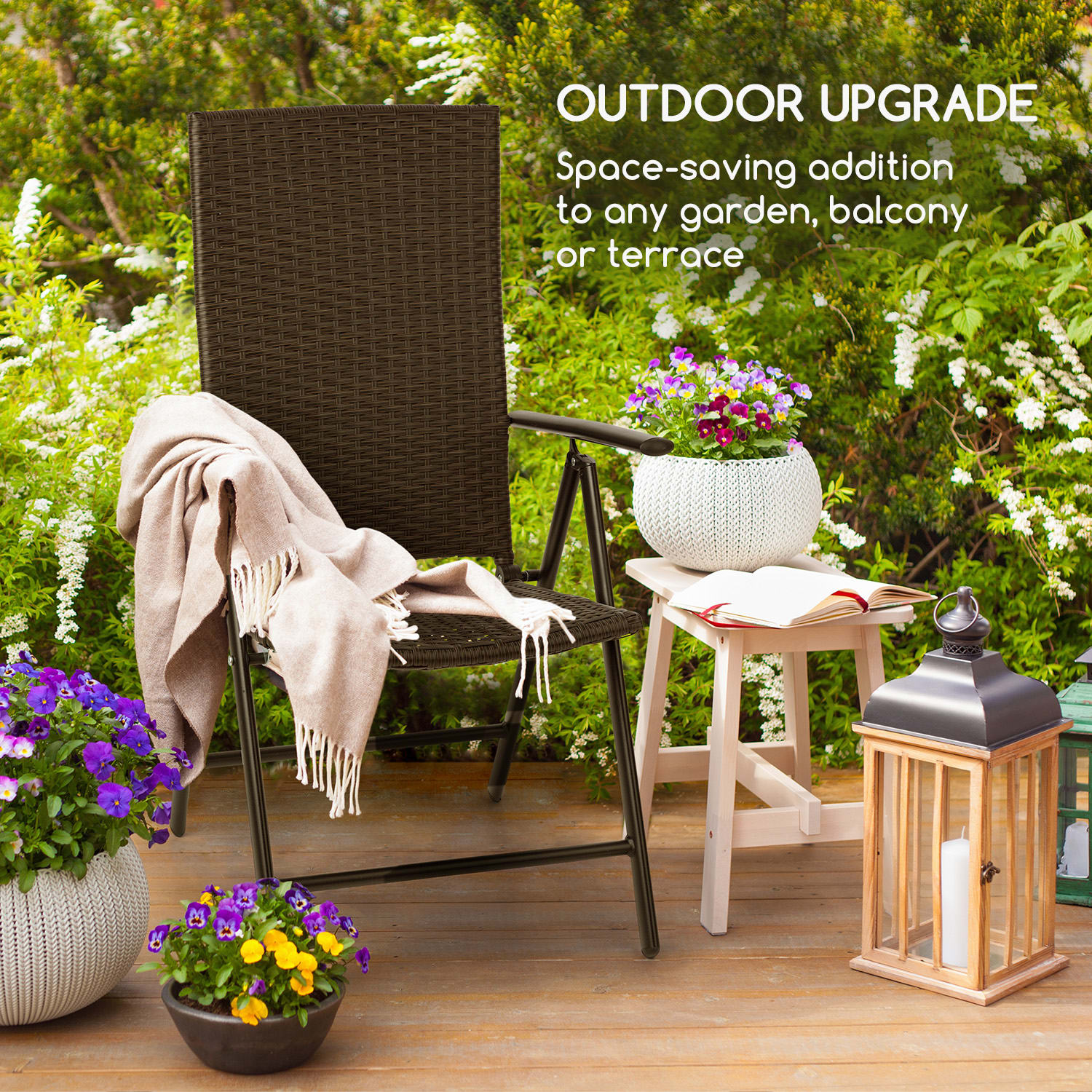 Estoril, vrtni stol, poliuretan, aluminij, 7 ravni, zložljiv, rjava Pepelno siva