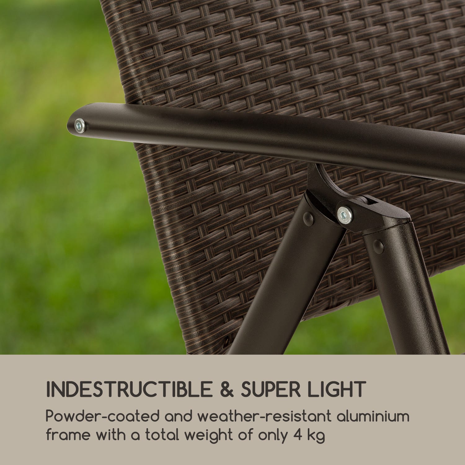 Estoril, vrtni stol, poliuretan, aluminij, 7 ravni, zložljiv, rjava Pepelno siva