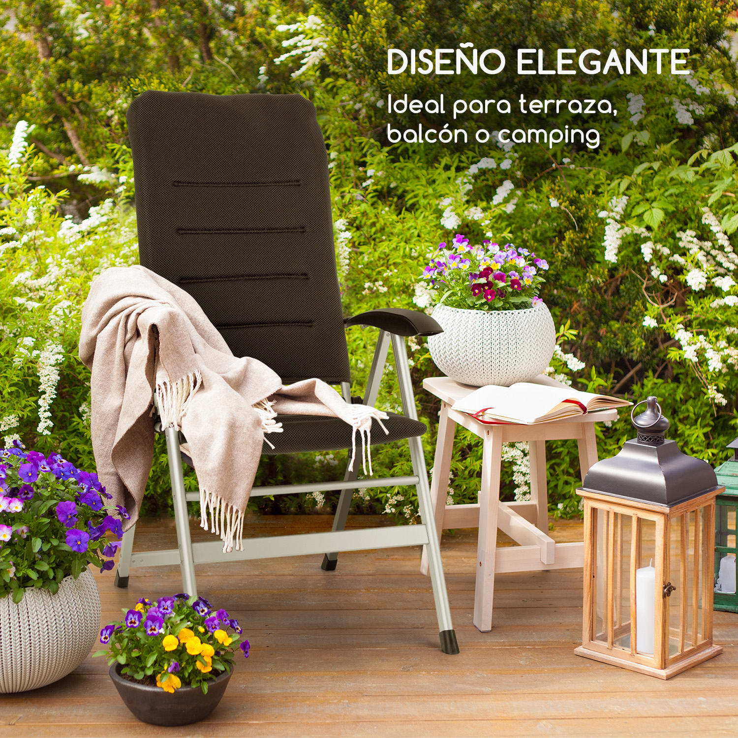 Almagro Garden Chair Silla de aluminio Tapicería de espuma Negro 