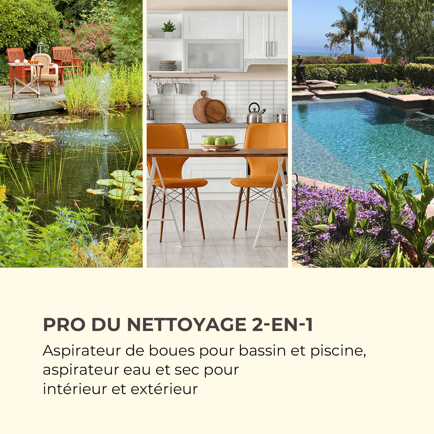 Lakeside Power Aspirateur de bassin pour vase 1400W réservoir 35L gris 