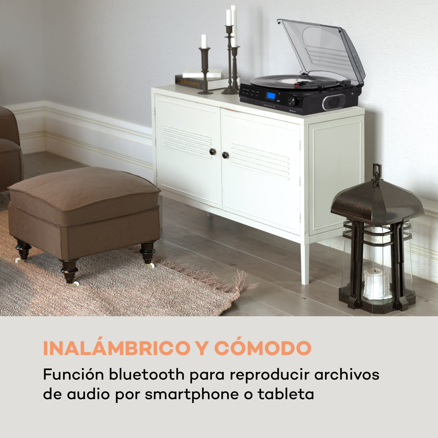 TT-186 DAB tocadiscos función DAB+/FM BT transmisión por correa 33/45 rpm 