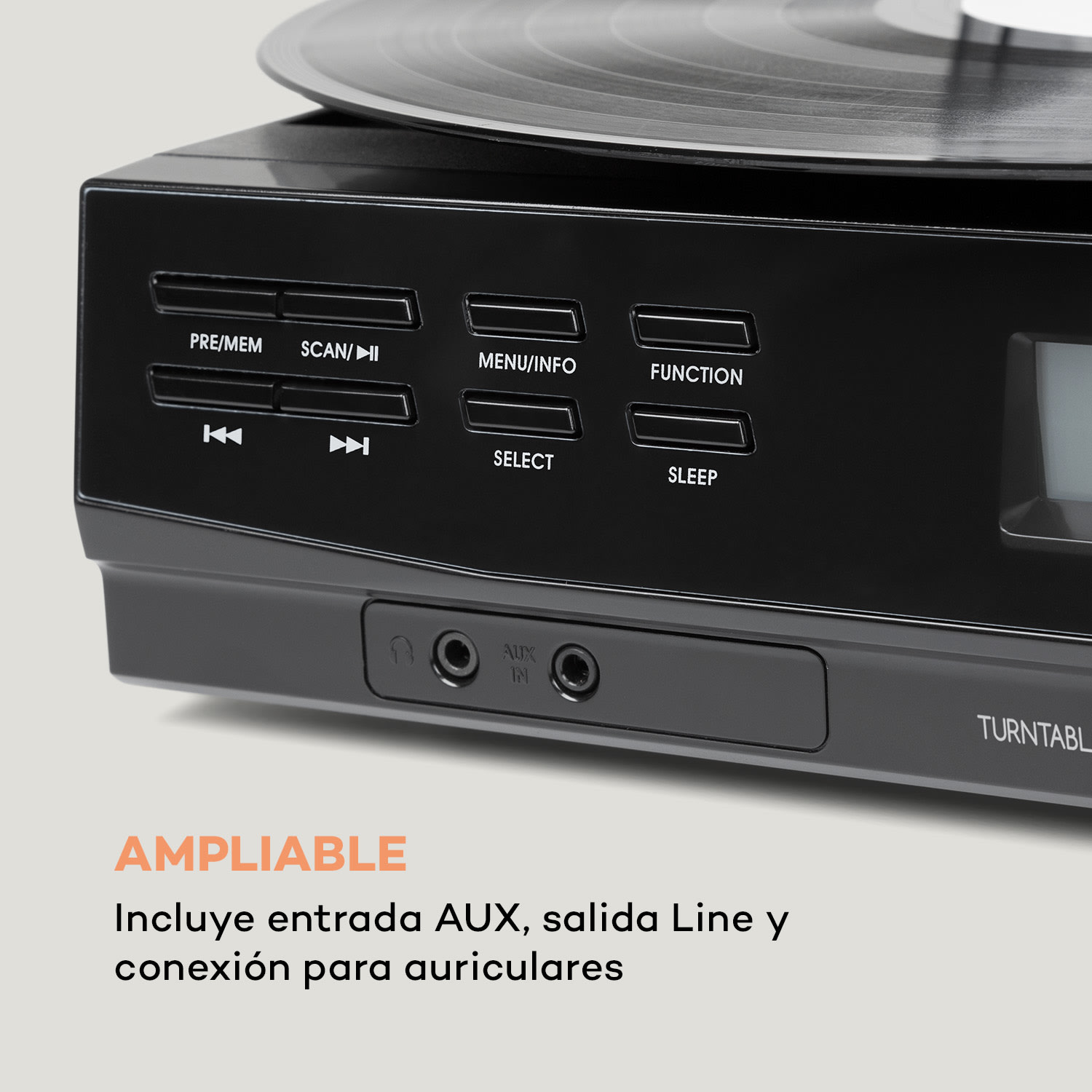 TT-186 DAB tocadiscos función DAB+/FM BT transmisión por correa 33/45 rpm 