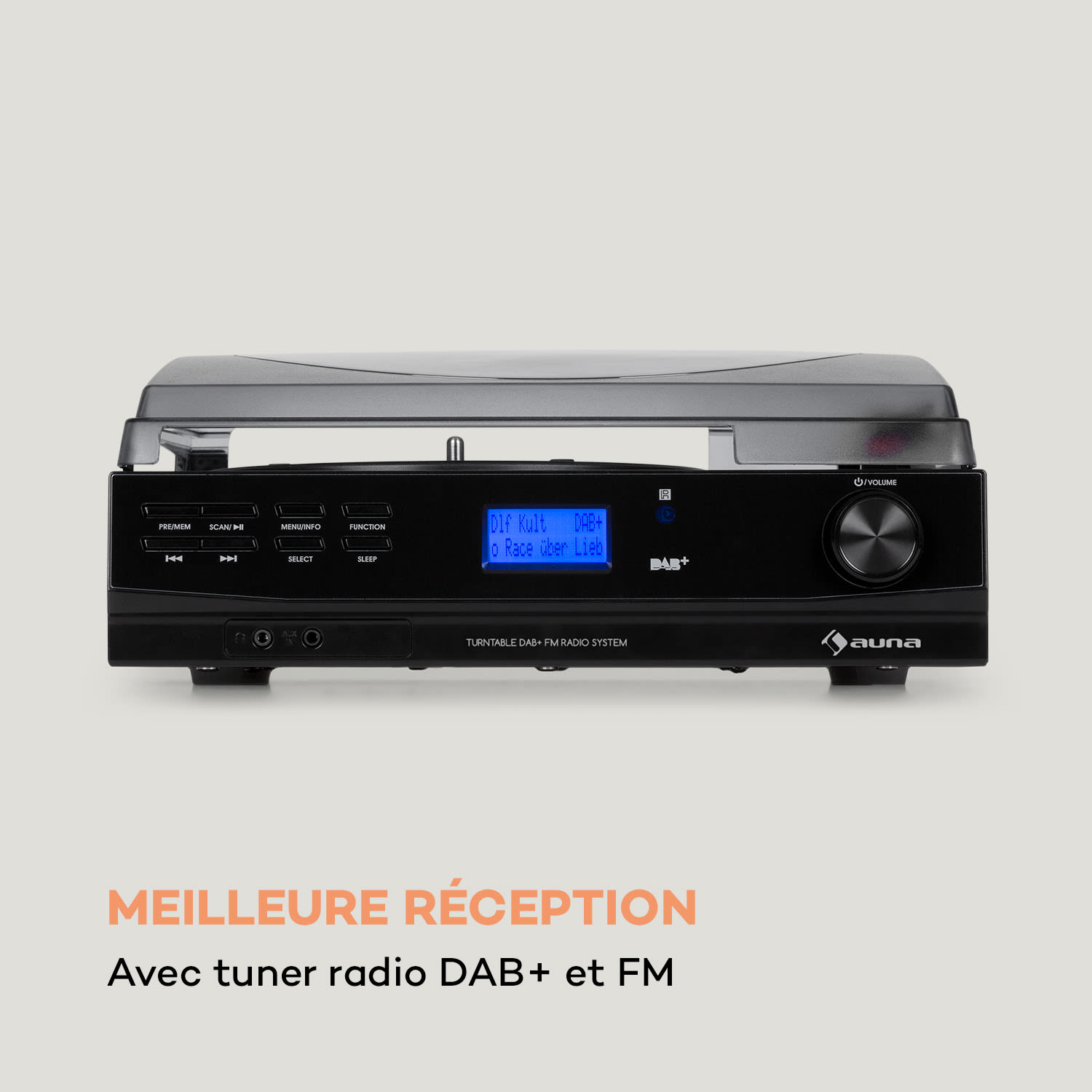 TT-186 Platine vinyle DAB DAB+ radio FM Bluetooth RDS 33T & 45T/min noir 